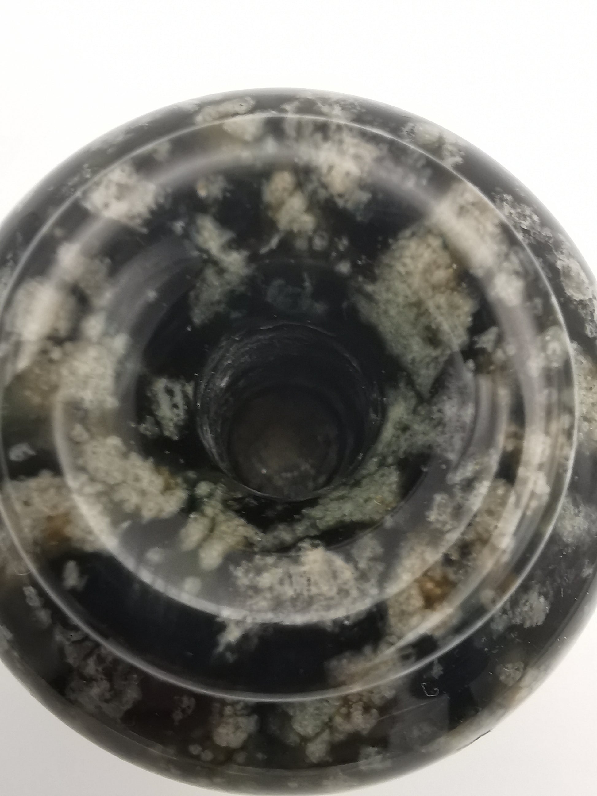 Small black speckled stone/marble vase