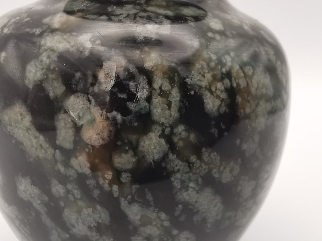 Small black speckled stone/marble vase
