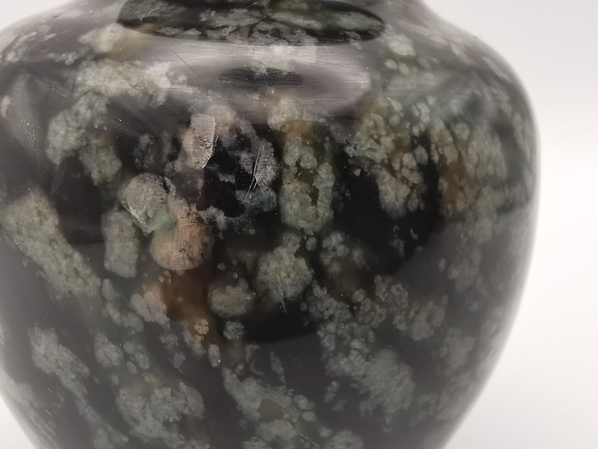 Small black speckled stone/marble vase