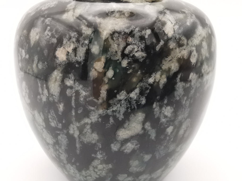 Small black speckled stone/marble vase