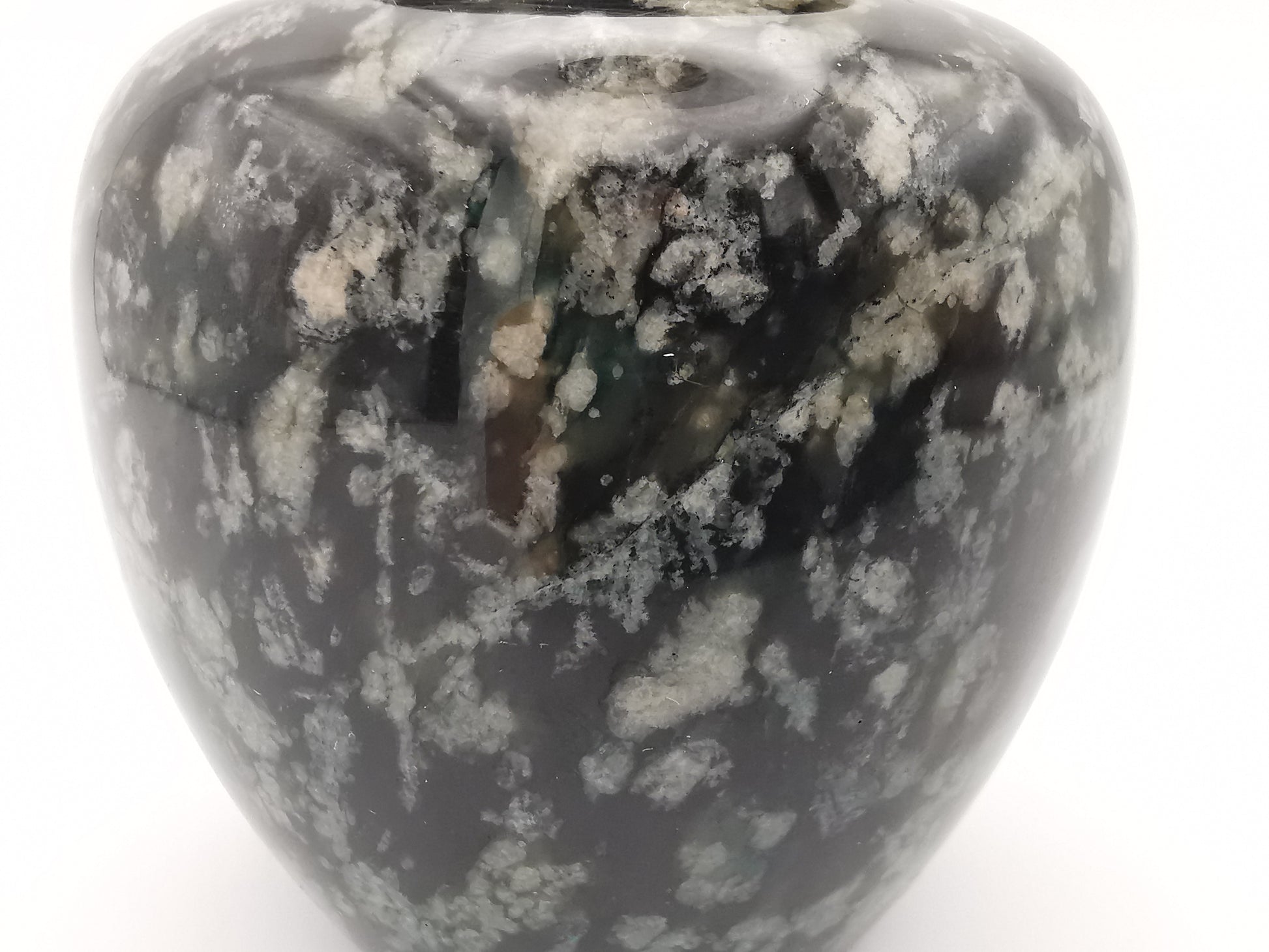 Small black speckled stone/marble vase