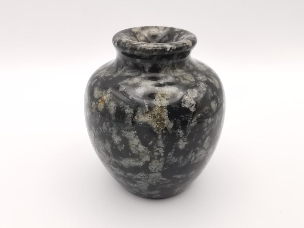 Small black speckled stone/marble vase