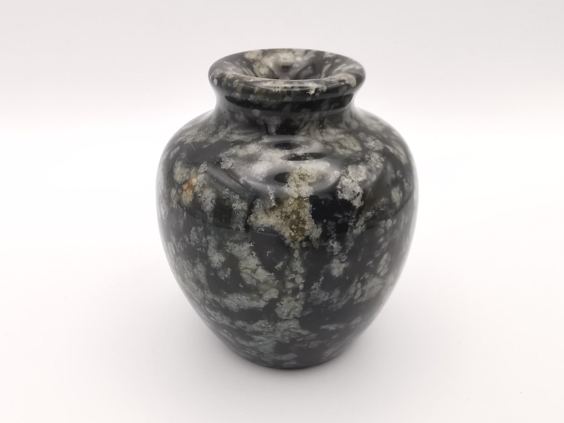 Small black speckled stone/marble vase