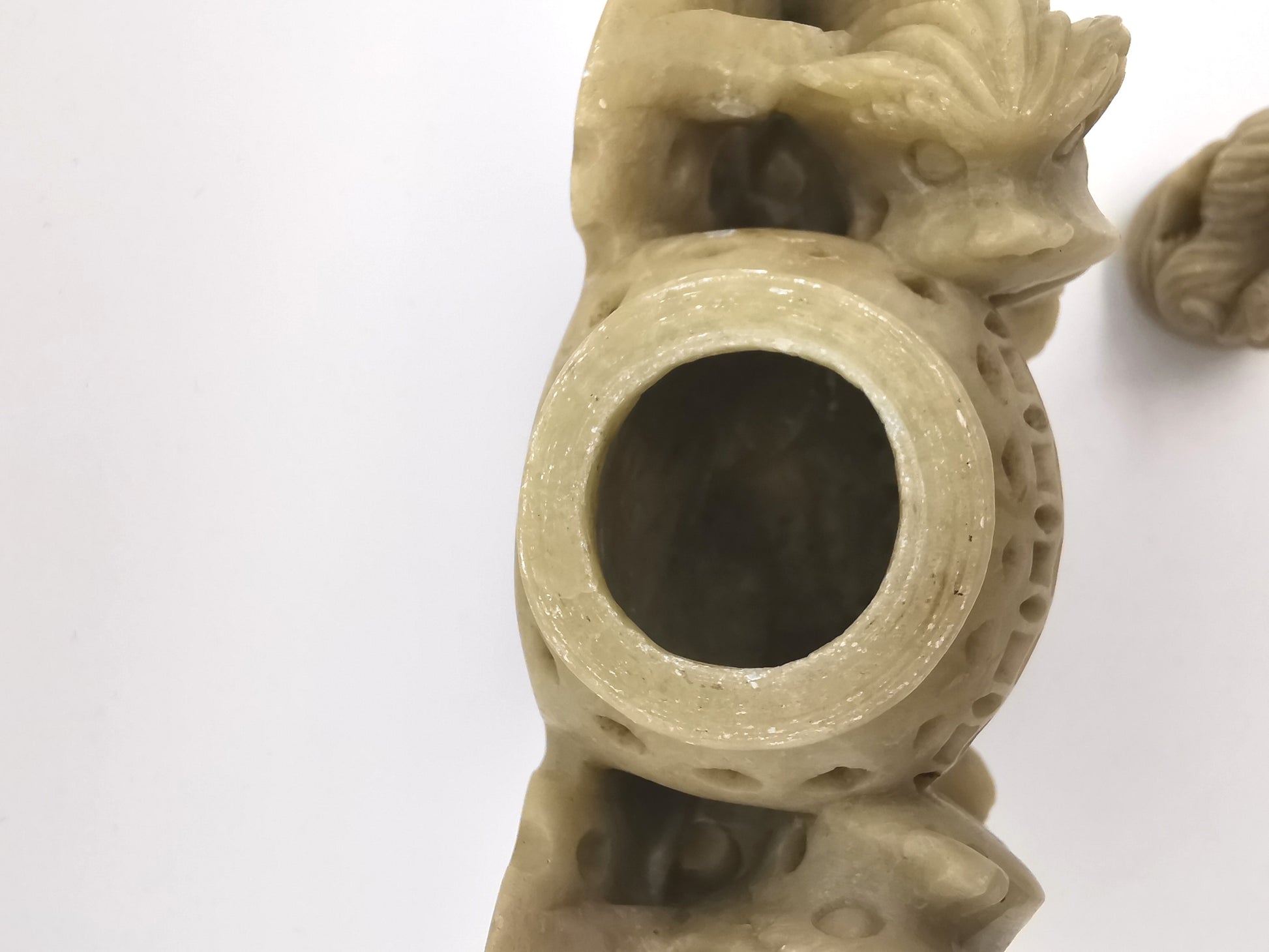 Vintage Chinese Hand-Carved Soapstone Foo Dog Incense Burner – 1.2kg Guardian Lion Censer