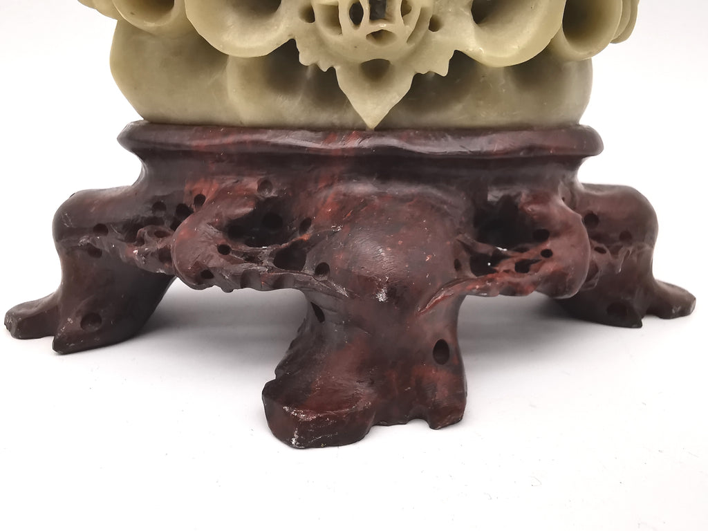 Vintage Chinese Hand-Carved Soapstone Foo Dog Incense Burner – 1.2kg Guardian Lion Censer