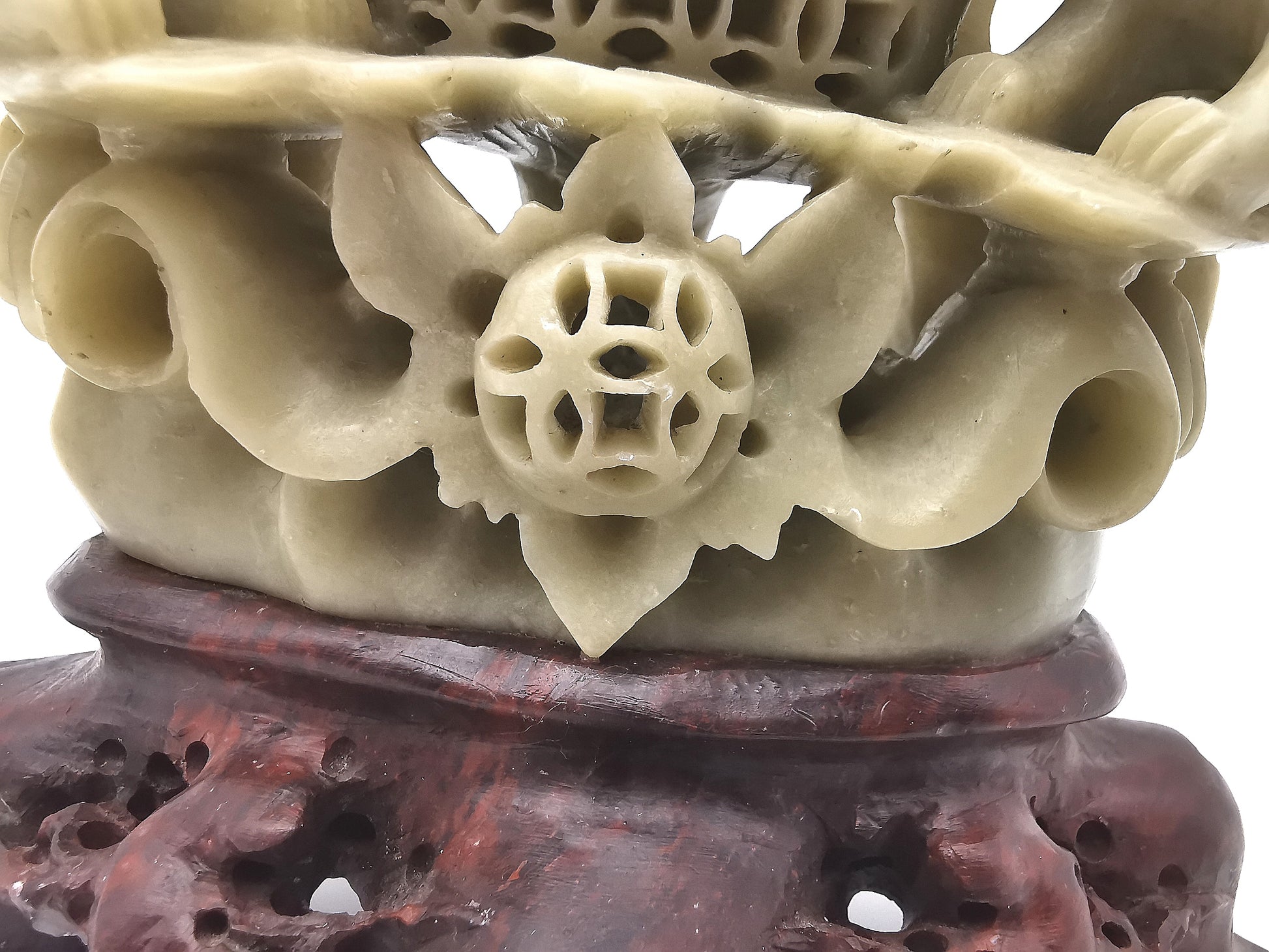 Vintage Chinese Hand-Carved Soapstone Foo Dog Incense Burner – 1.2kg Guardian Lion Censer
