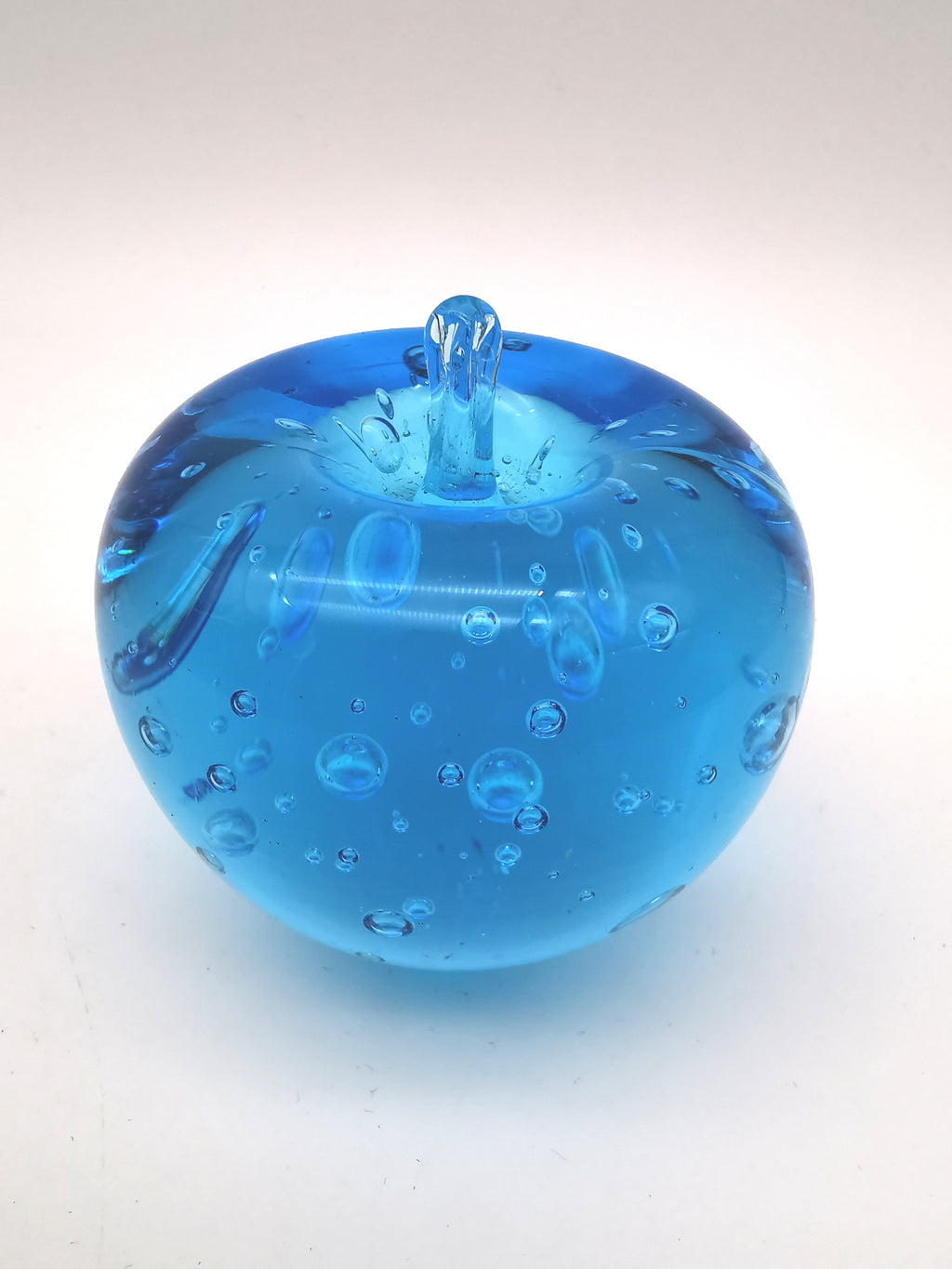 Vintage Blue Art Glass Apple Paperweight