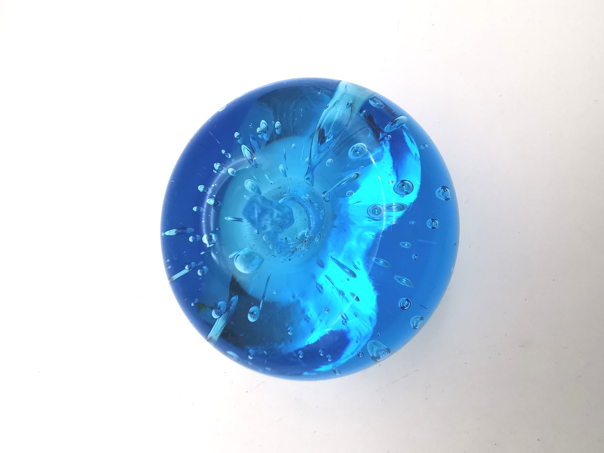 Vintage Blue Art Glass Apple Paperweight