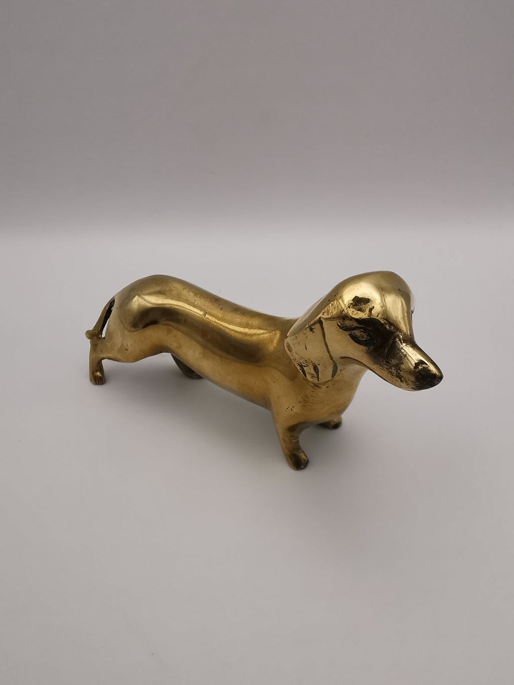 Vintage Mid-Century Hollow Brass Dachshund Figurine – Retro Sausage Dog Ornament