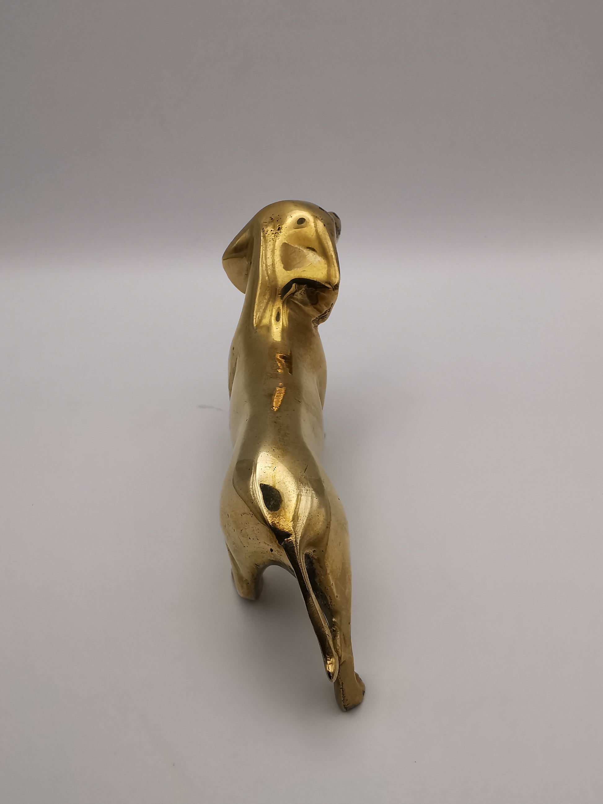 Vintage Mid-Century Hollow Brass Dachshund Figurine – Retro Sausage Dog Ornament