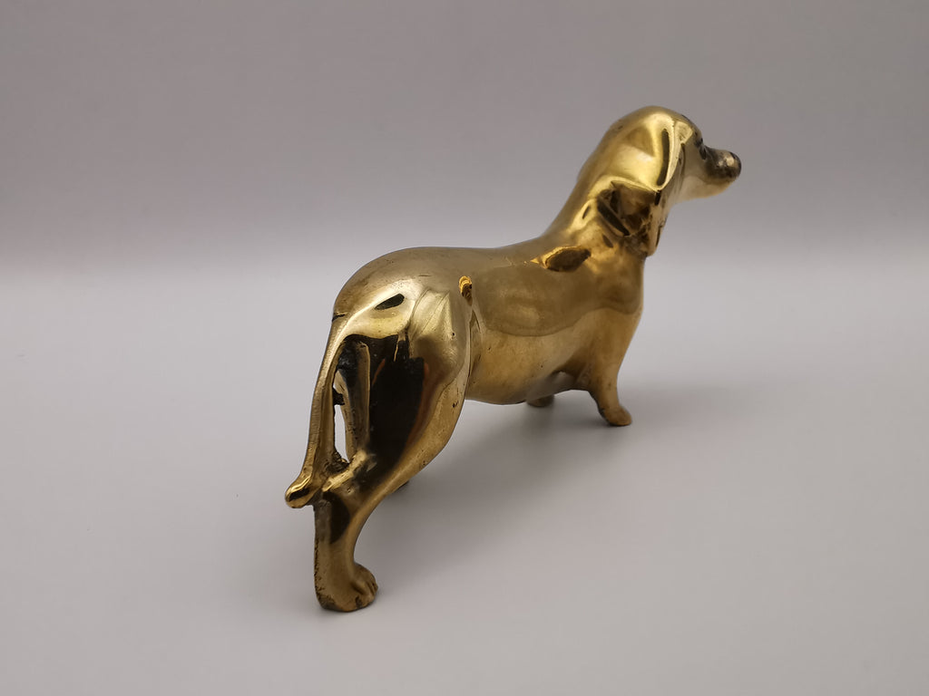 Vintage Mid-Century Hollow Brass Dachshund Figurine – Retro Sausage Dog Ornament
