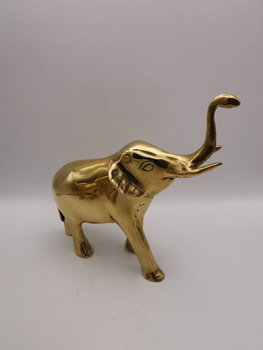 Vintage Solid Brass Elephant Figurines - Pair of Trunk-Up Good Luck Statues