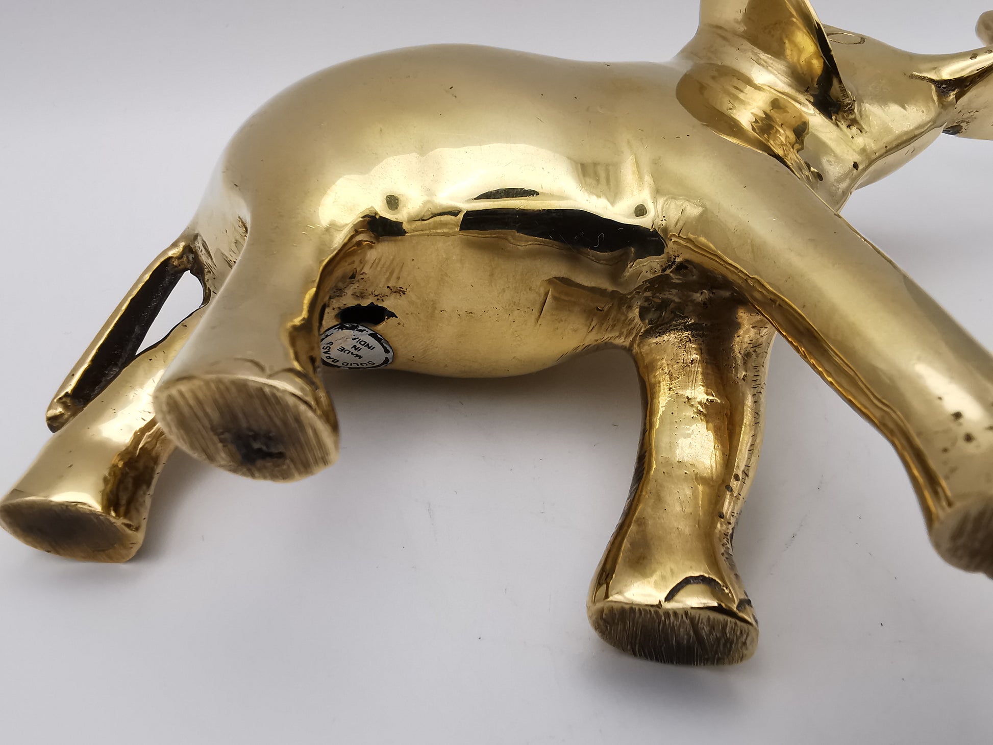 Vintage Solid Brass Elephant Figurines - Pair of Trunk-Up Good Luck Statues