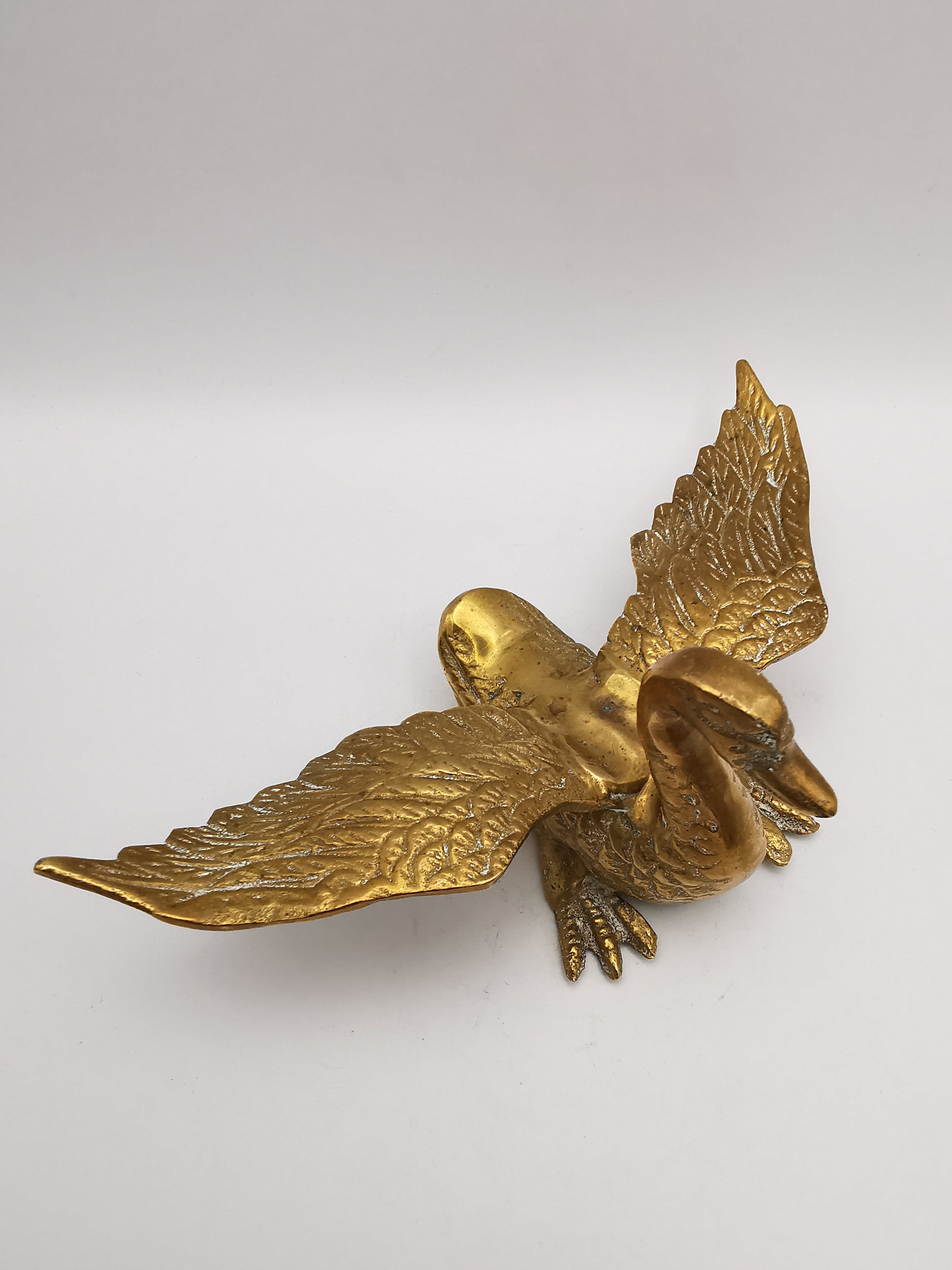Pair of Vintage Brass Flying /Spread Wings Birds Ornaments,  Geese Swans Figurines