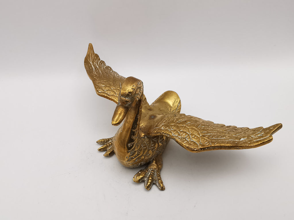 Pair of Vintage Brass Flying /Spread Wings Birds Ornaments,  Geese Swans Figurines