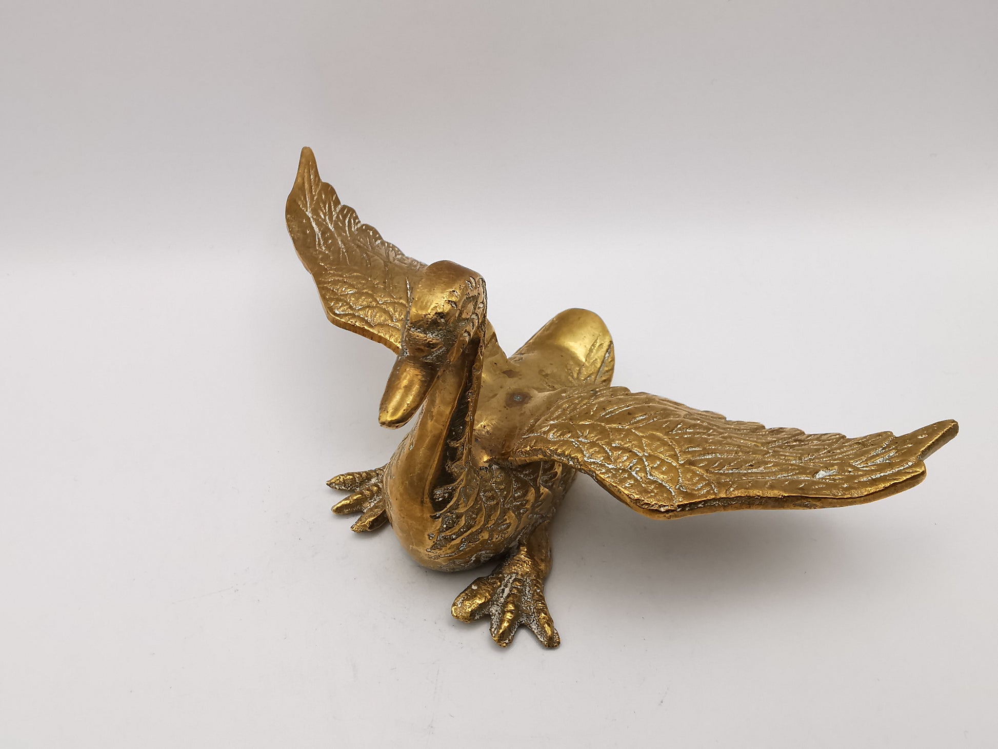Pair of Vintage Brass Flying /Spread Wings Birds Ornaments,  Geese Swans Figurines