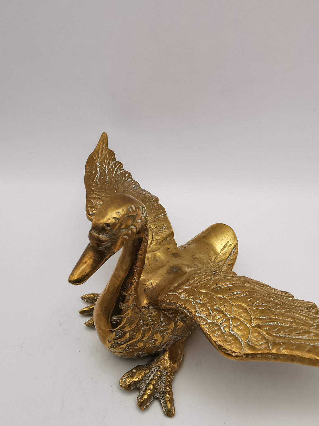 Pair of Vintage Brass Flying /Spread Wings Birds Ornaments,  Geese Swans Figurines