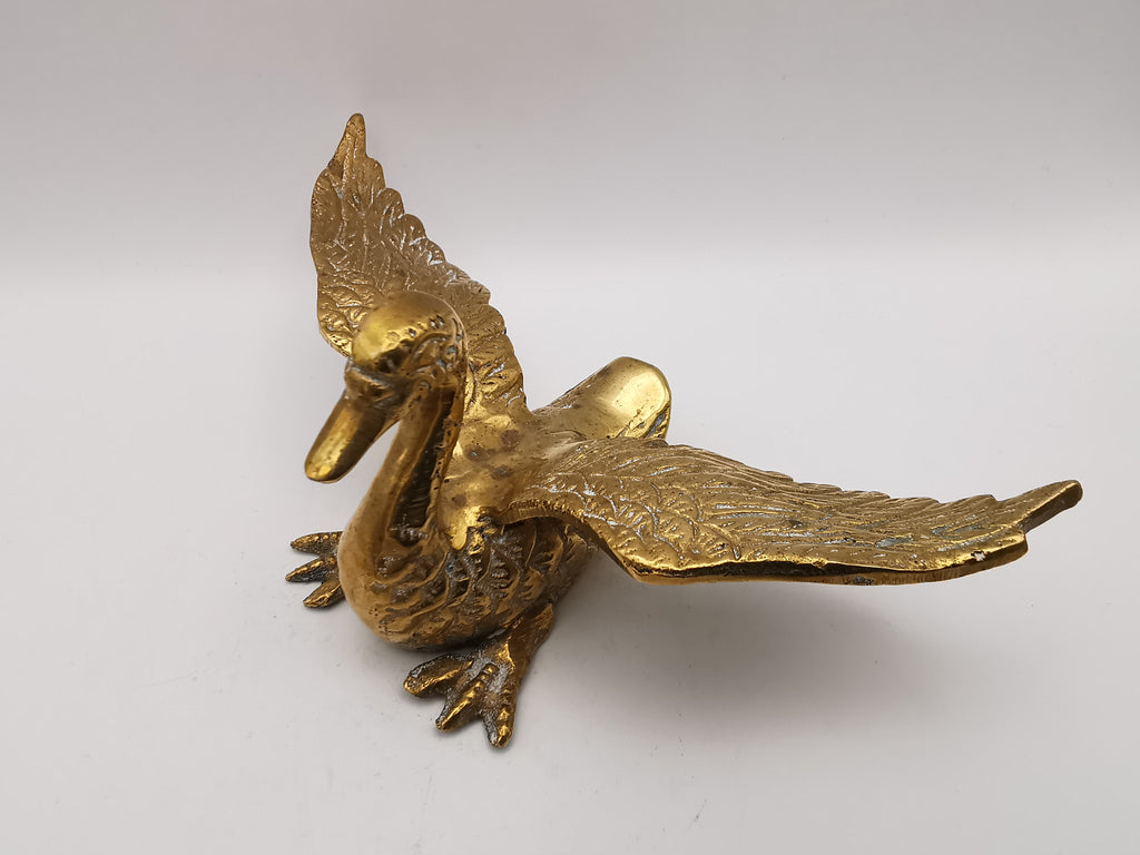 Pair of Vintage Brass Flying /Spread Wings Birds Ornaments,  Geese Swans Figurines