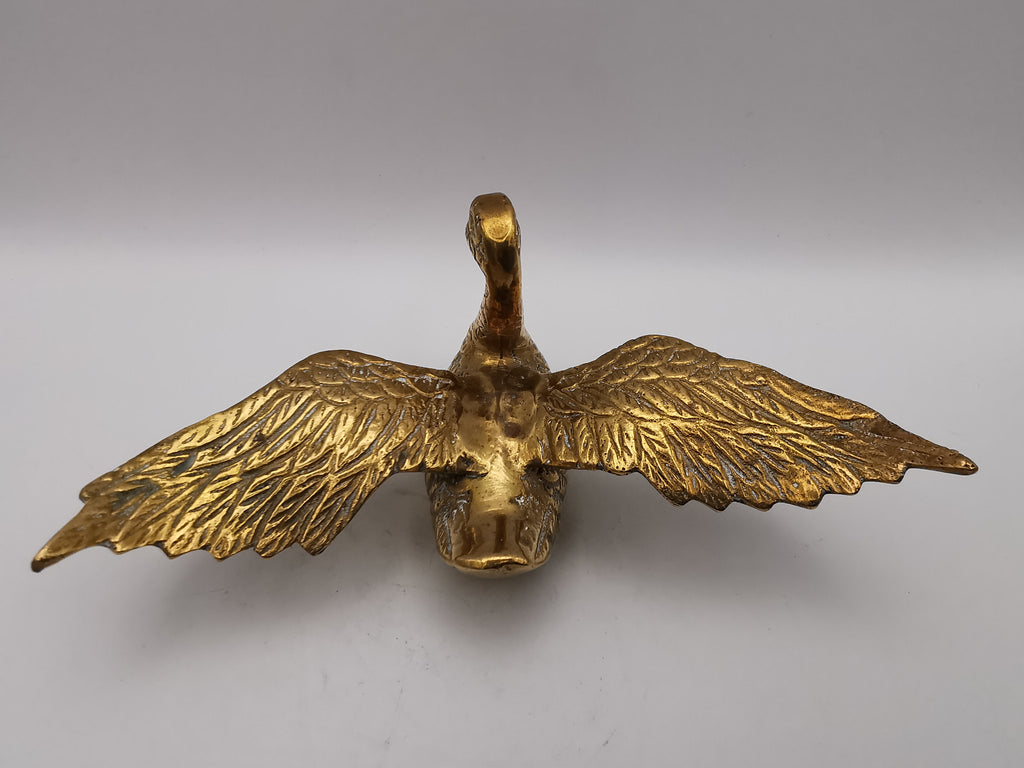 Pair of Vintage Brass Flying /Spread Wings Birds Ornaments,  Geese Swans Figurines