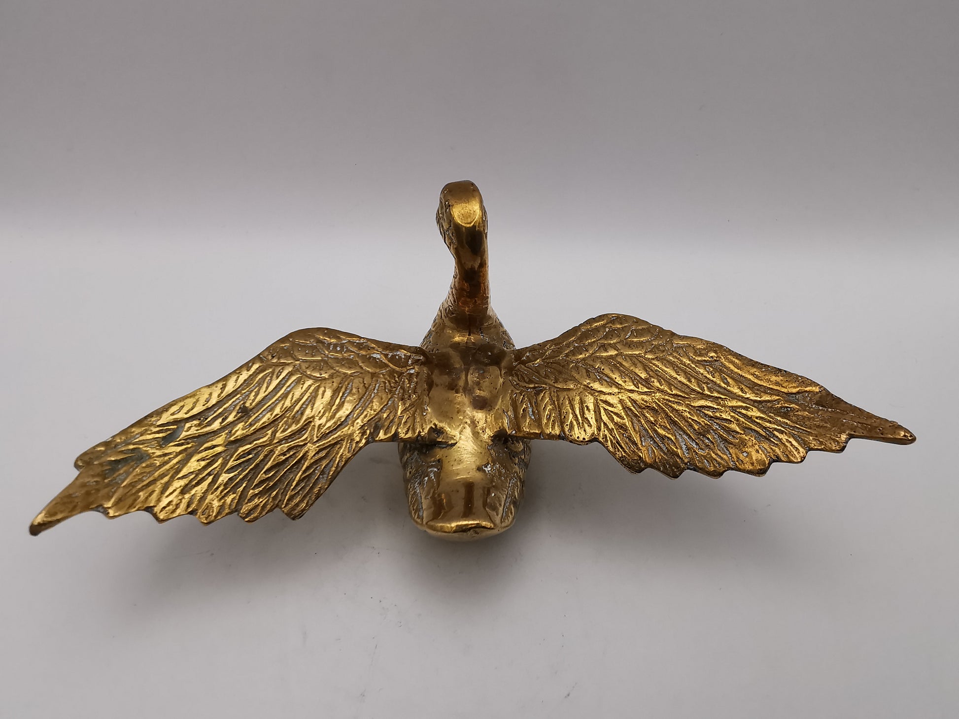 Pair of Vintage Brass Flying /Spread Wings Birds Ornaments,  Geese Swans Figurines