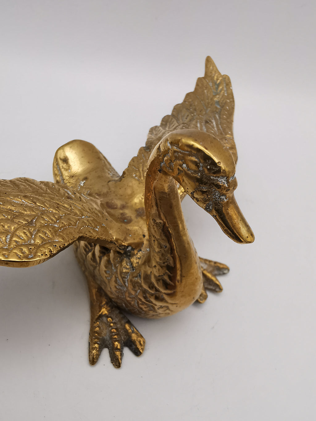Pair of Vintage Brass Flying /Spread Wings Birds Ornaments,  Geese Swans Figurines
