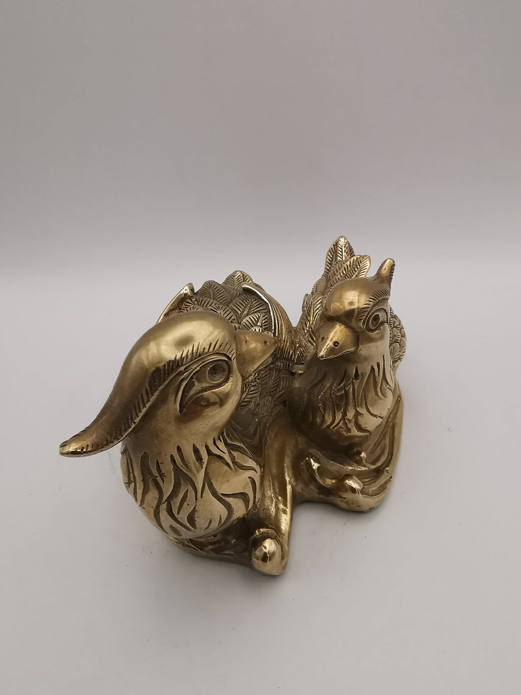 Vintage Solid Brass Mandarin Ducks Figurine - Feng Shui Chinese Love Birds Statue