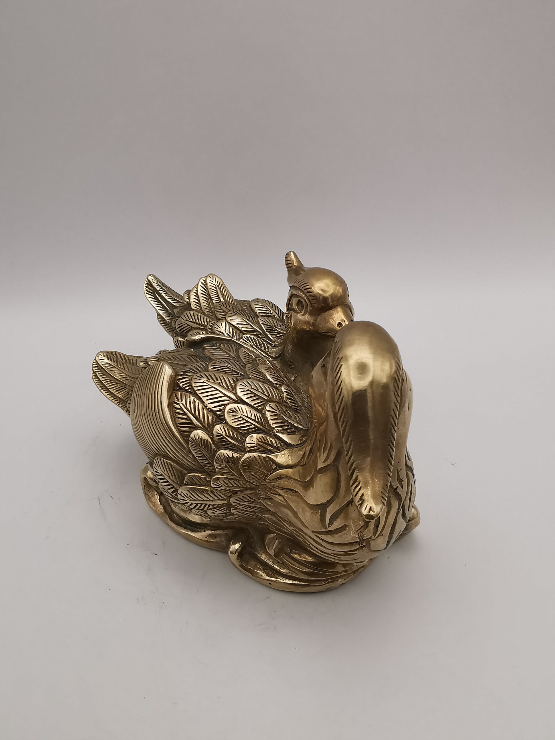 Vintage Solid Brass Mandarin Ducks Figurine - Feng Shui Chinese Love Birds Statue