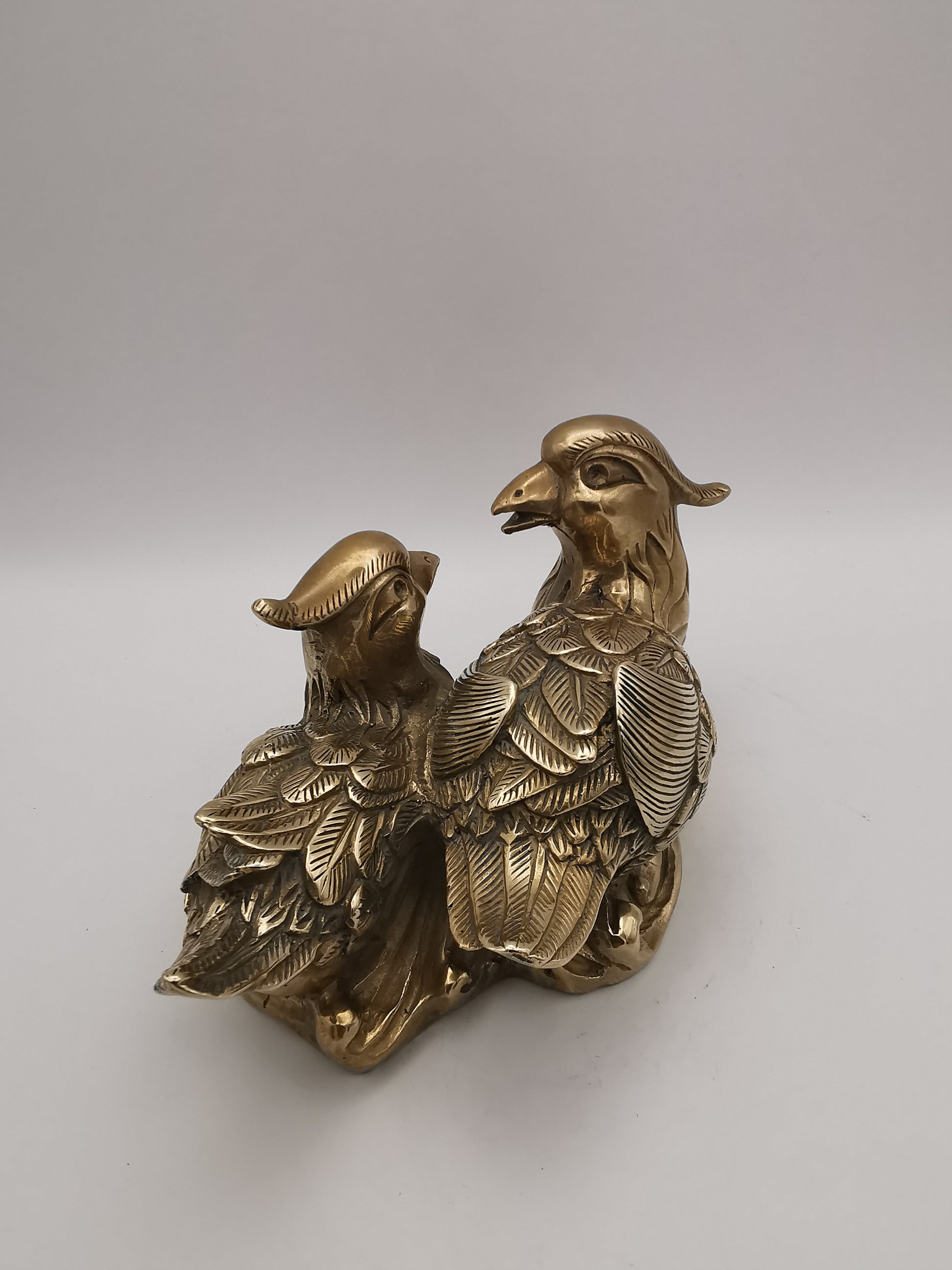 Vintage Solid Brass Mandarin Ducks Figurine - Feng Shui Chinese Love Birds Statue