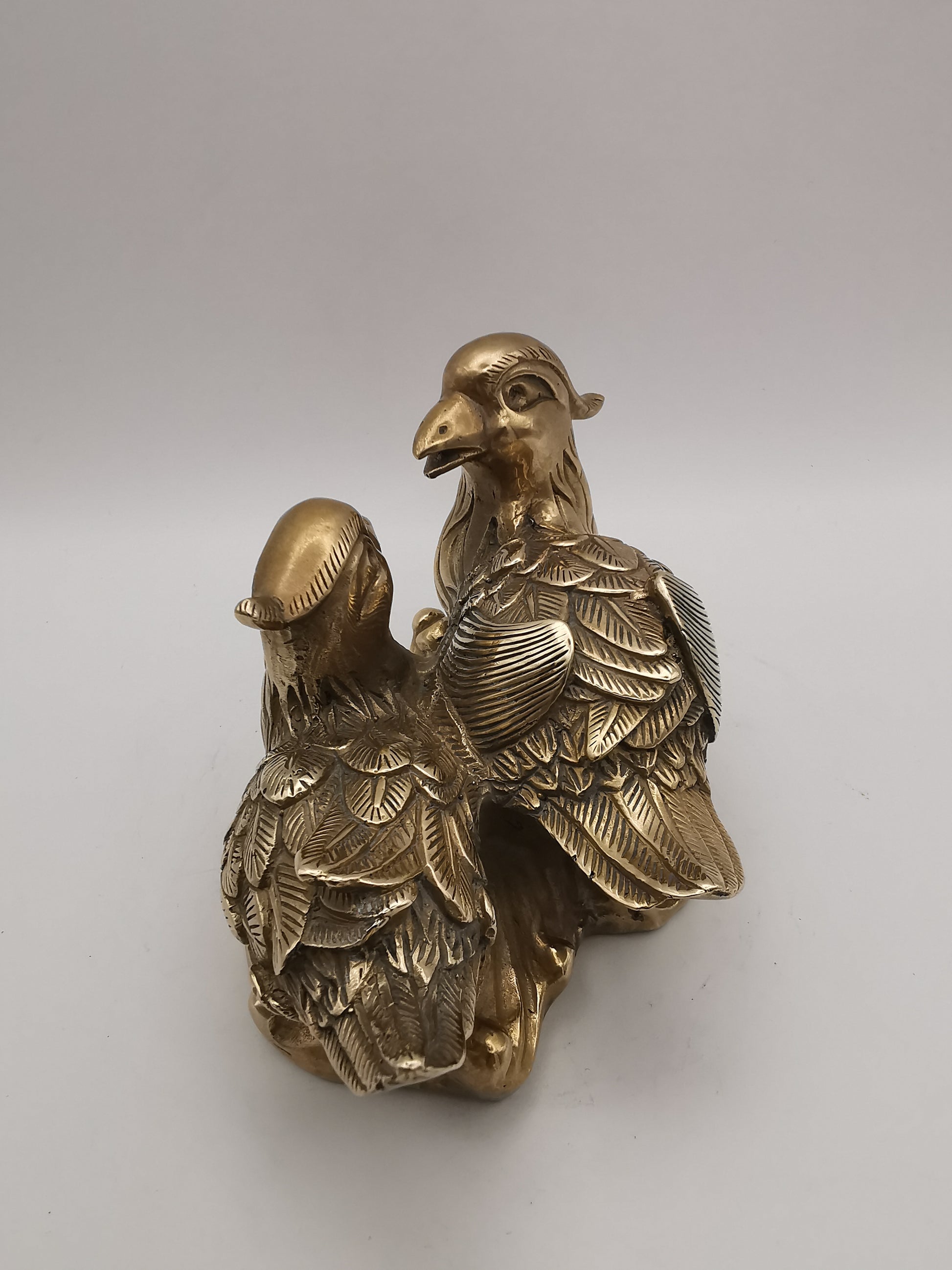 Vintage Solid Brass Mandarin Ducks Figurine - Feng Shui Chinese Love Birds Statue