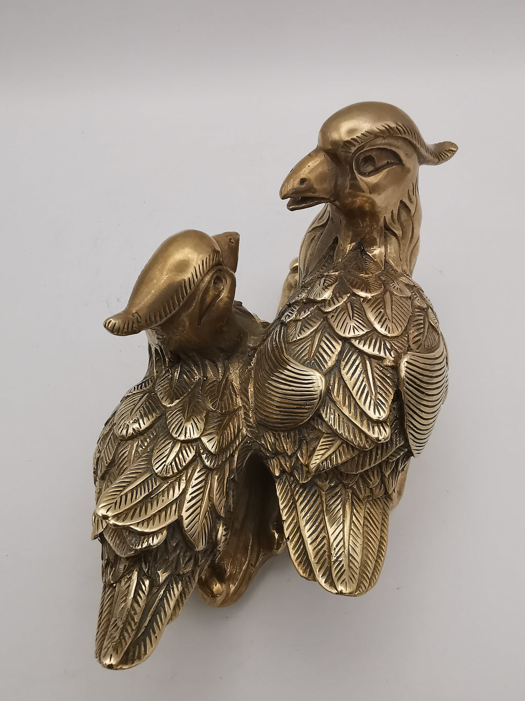 Vintage Solid Brass Mandarin Ducks Figurine - Feng Shui Chinese Love Birds Statue