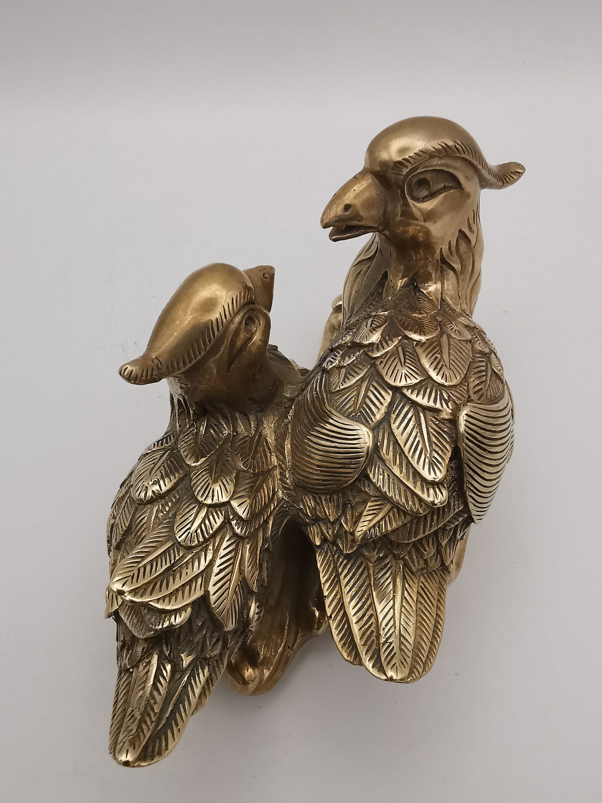 Vintage Solid Brass Mandarin Ducks Figurine - Feng Shui Chinese Love Birds Statue