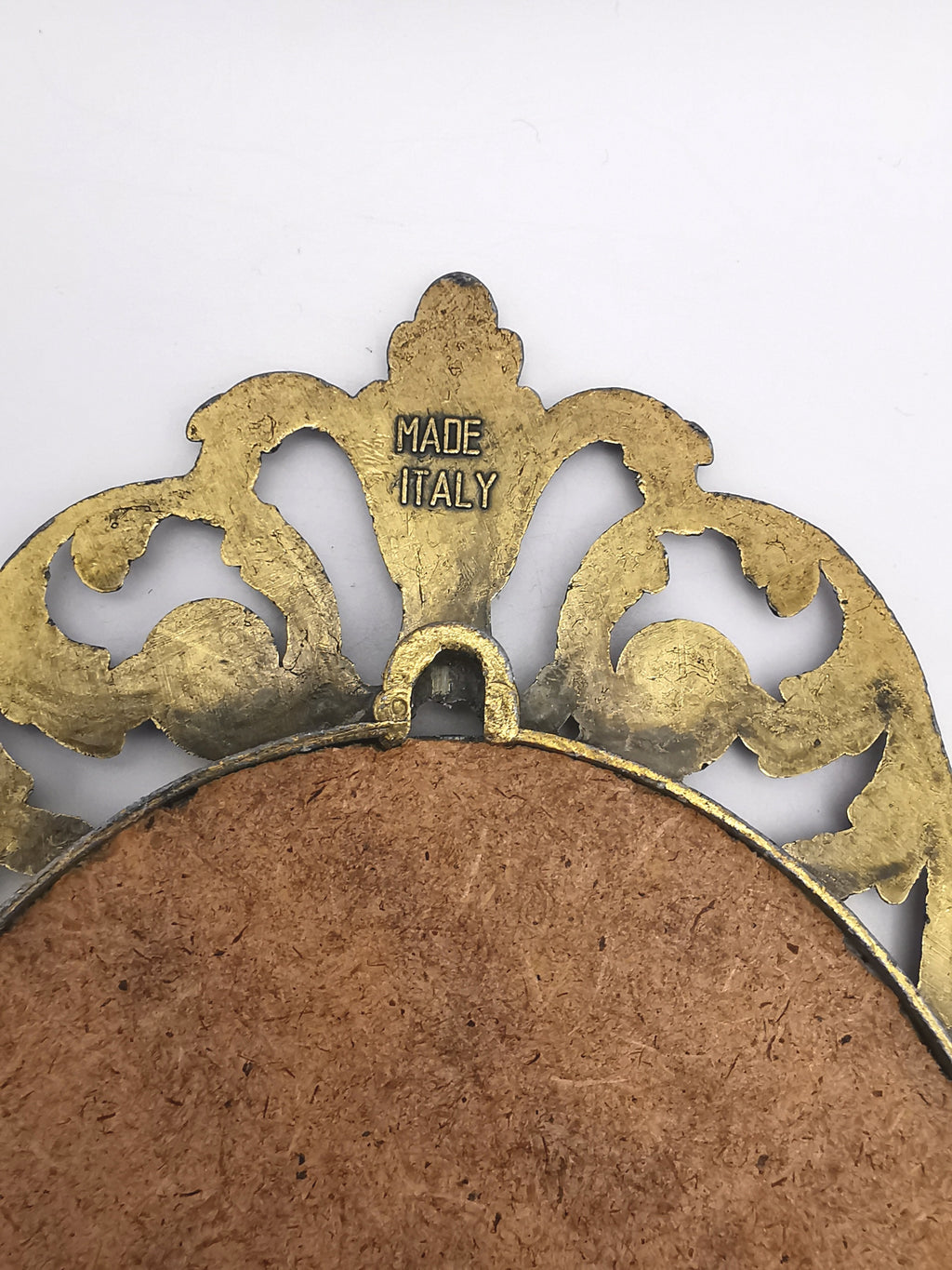 Vintage Italian Silk Print "Harvest" Art in Ornate Brass Oval Frame, Four Seasons Part -Autumn