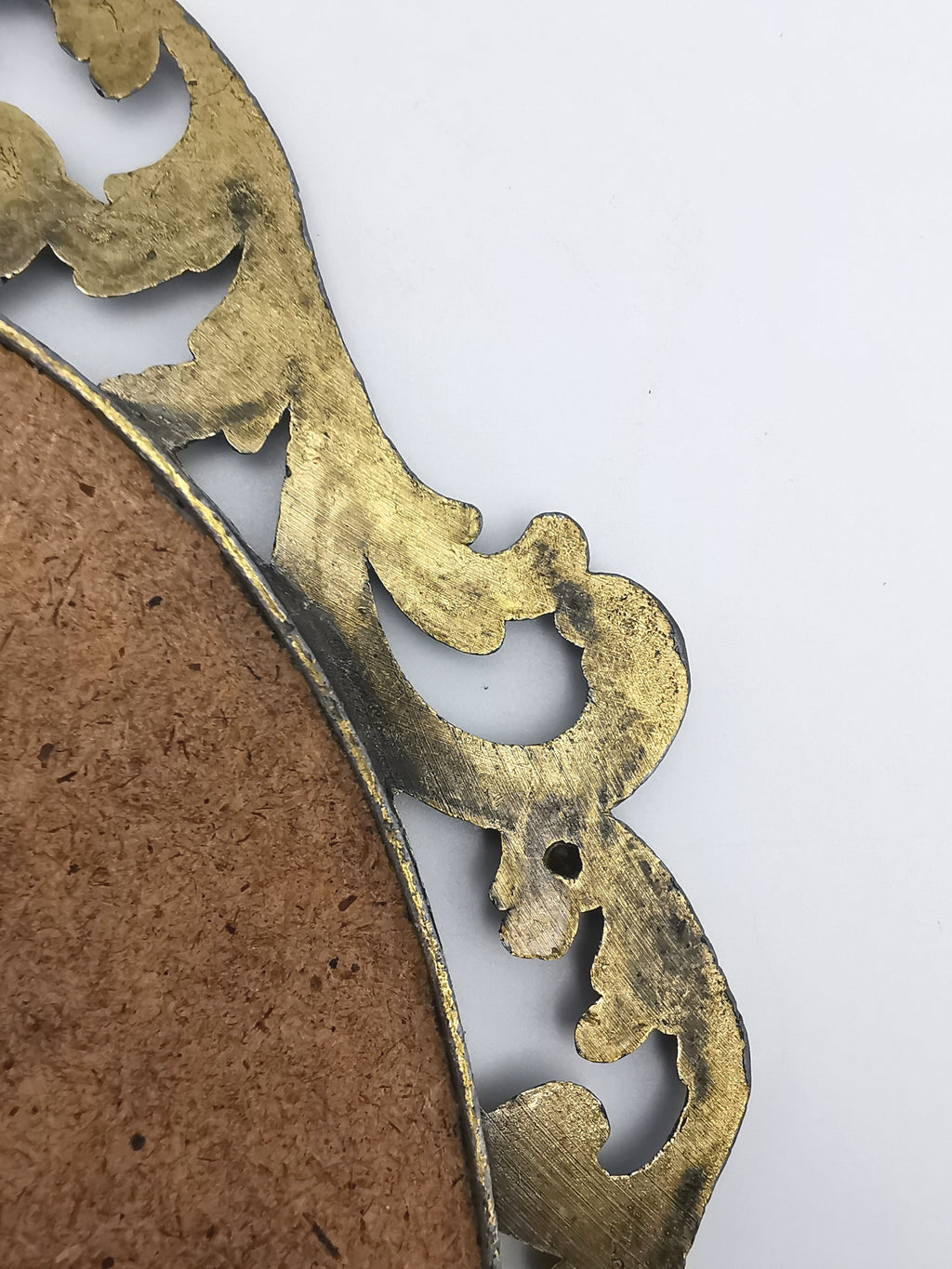 Vintage Italian Silk Print "Harvest" Art in Ornate Brass Oval Frame, Four Seasons Part -Autumn