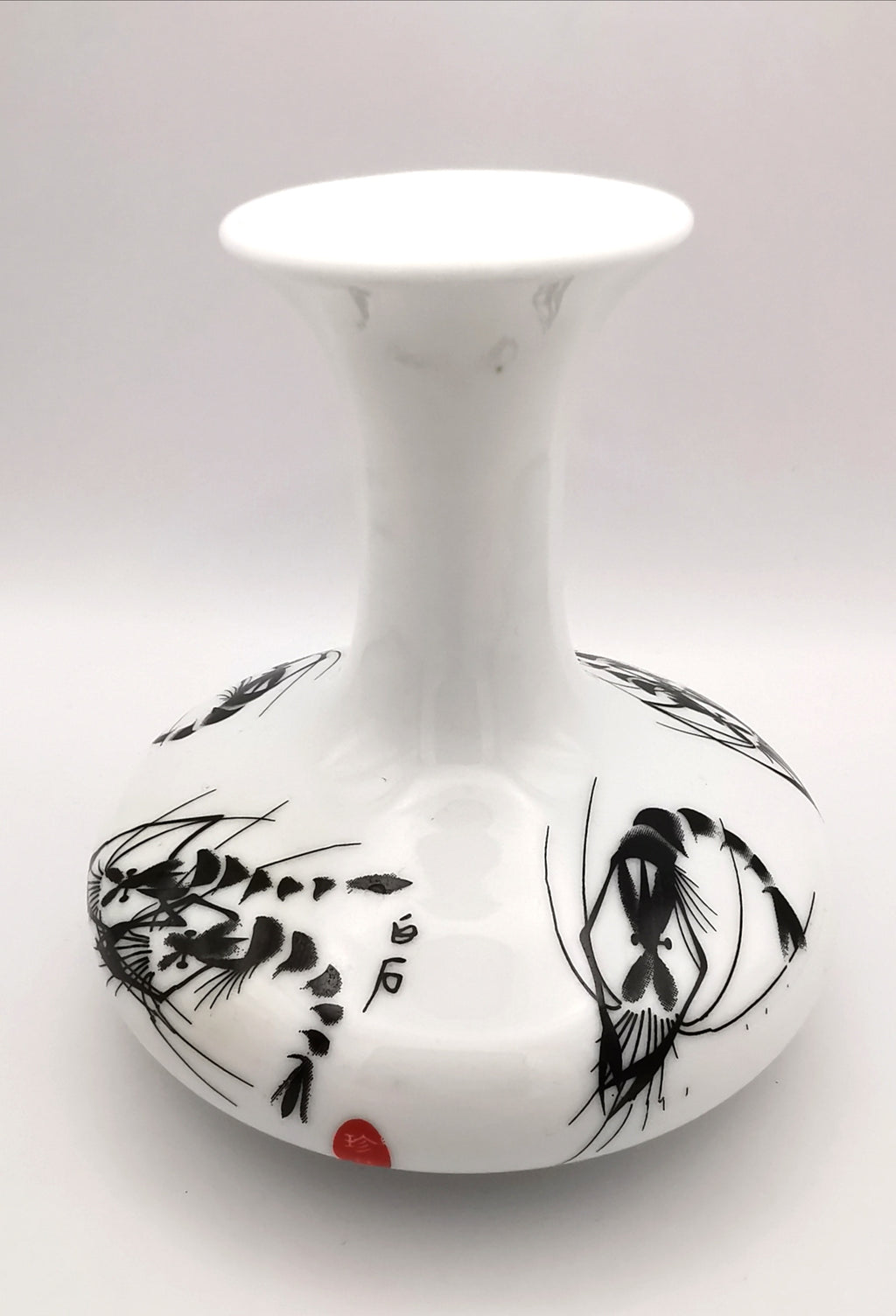 Vintage Jingdezhen Chinese Porcelain Shrimp Vase - Qi Baishi Style