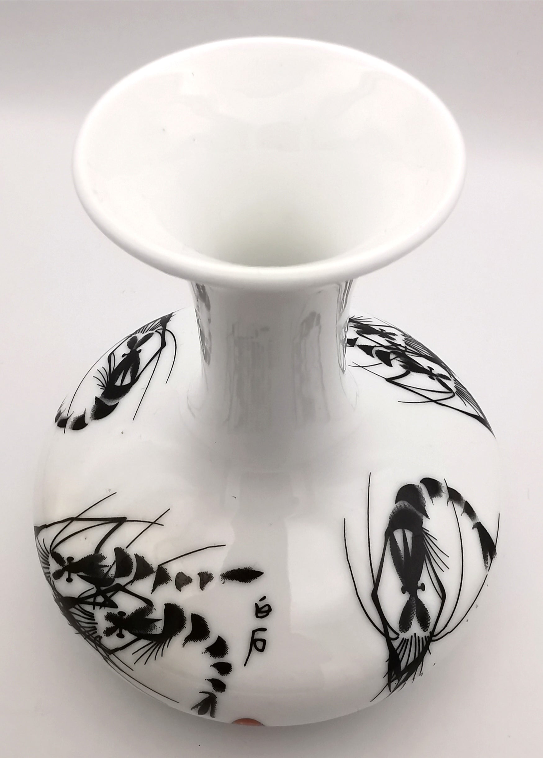 Vintage Jingdezhen Chinese Porcelain Shrimp Vase - Qi Baishi Style