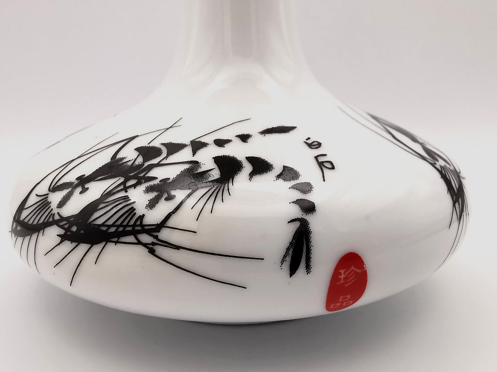 Vintage Jingdezhen Chinese Porcelain Shrimp Vase - Qi Baishi Style
