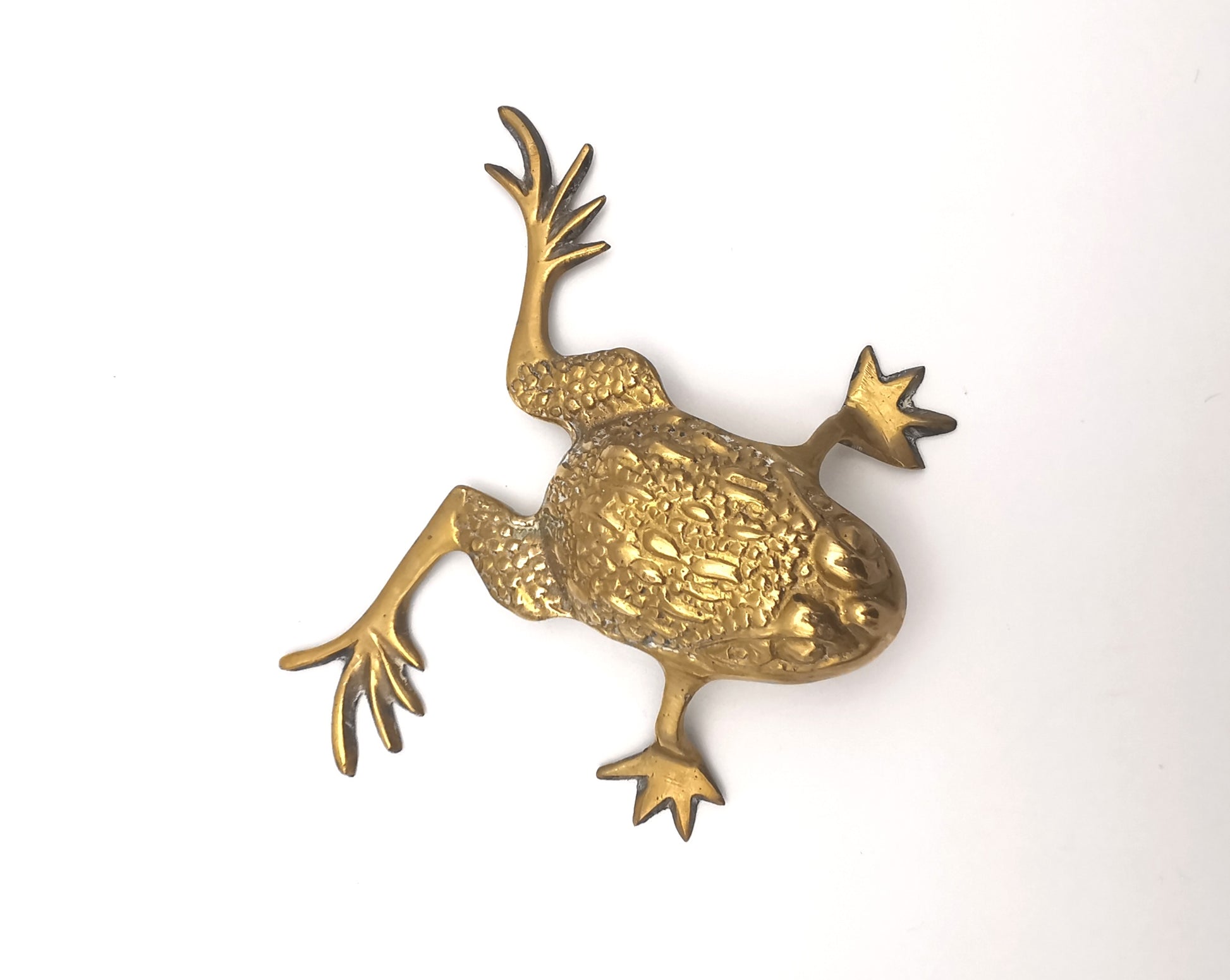 Vintage Brass Toad Figurine with Open Mouth | Mid-Century Modern Animal Decor