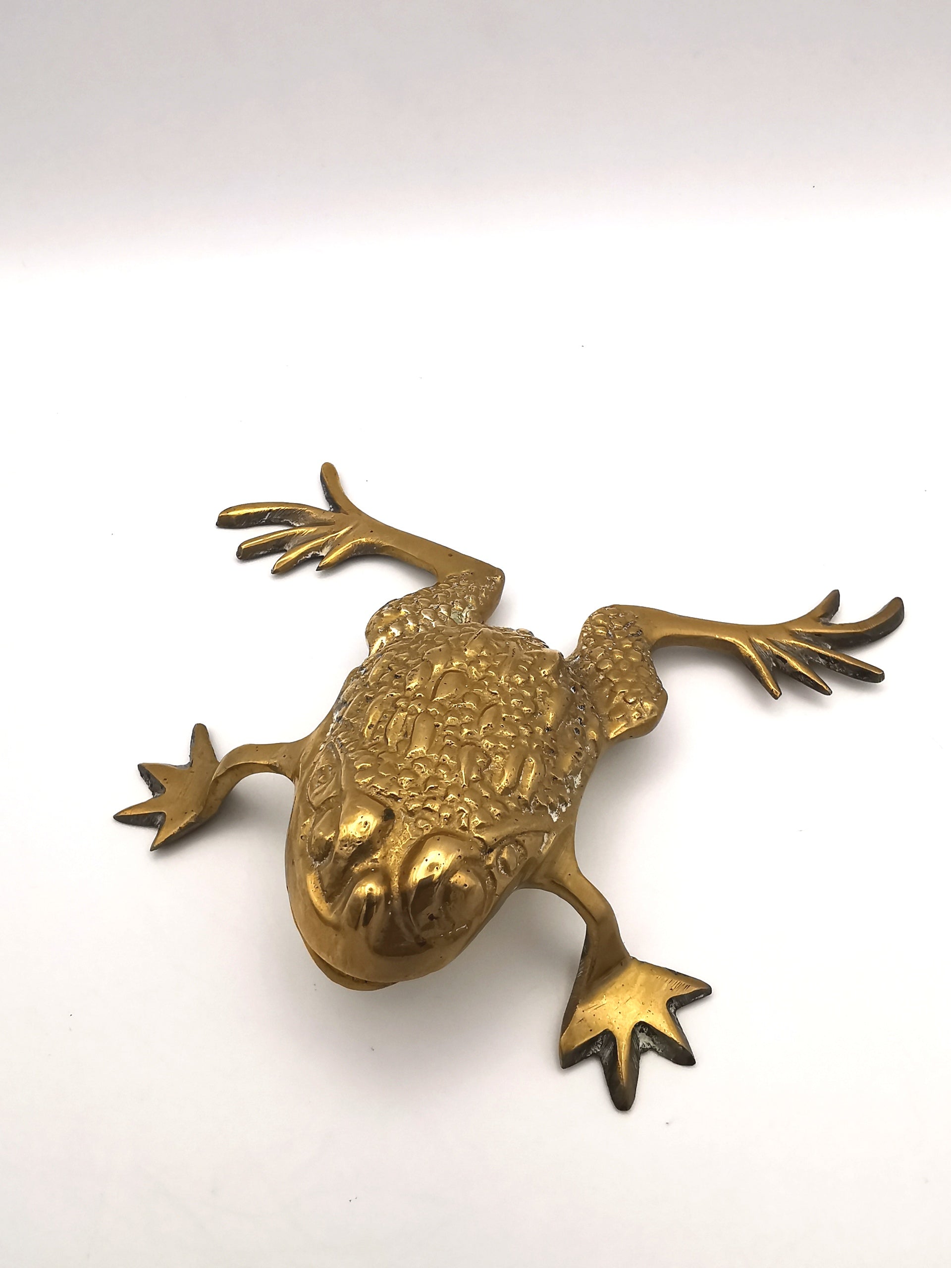 Vintage Brass Toad Figurine with Open Mouth | Mid-Century Modern Animal Decor