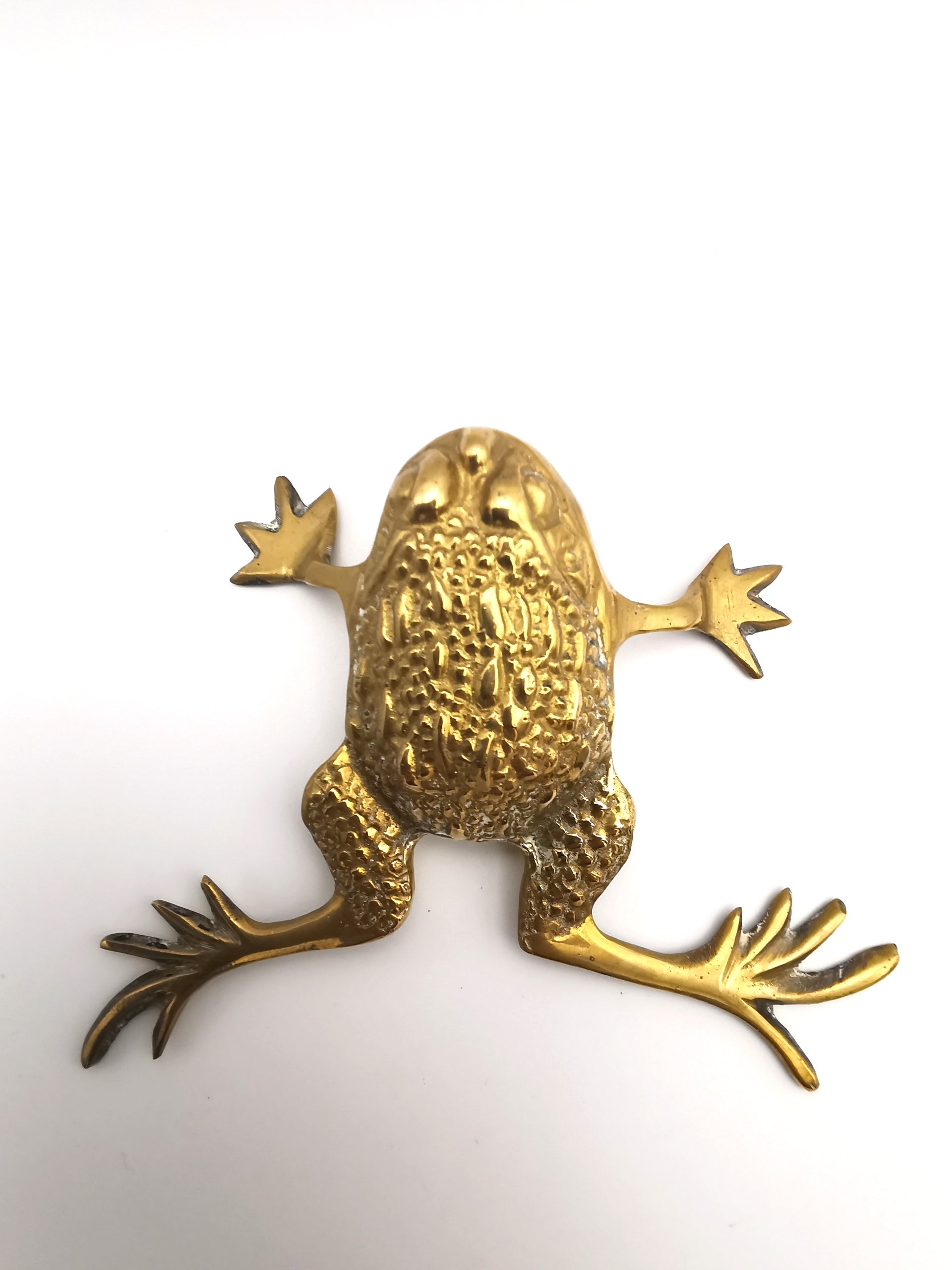 Vintage Brass Toad Figurine with Open Mouth | Mid-Century Modern Animal Decor