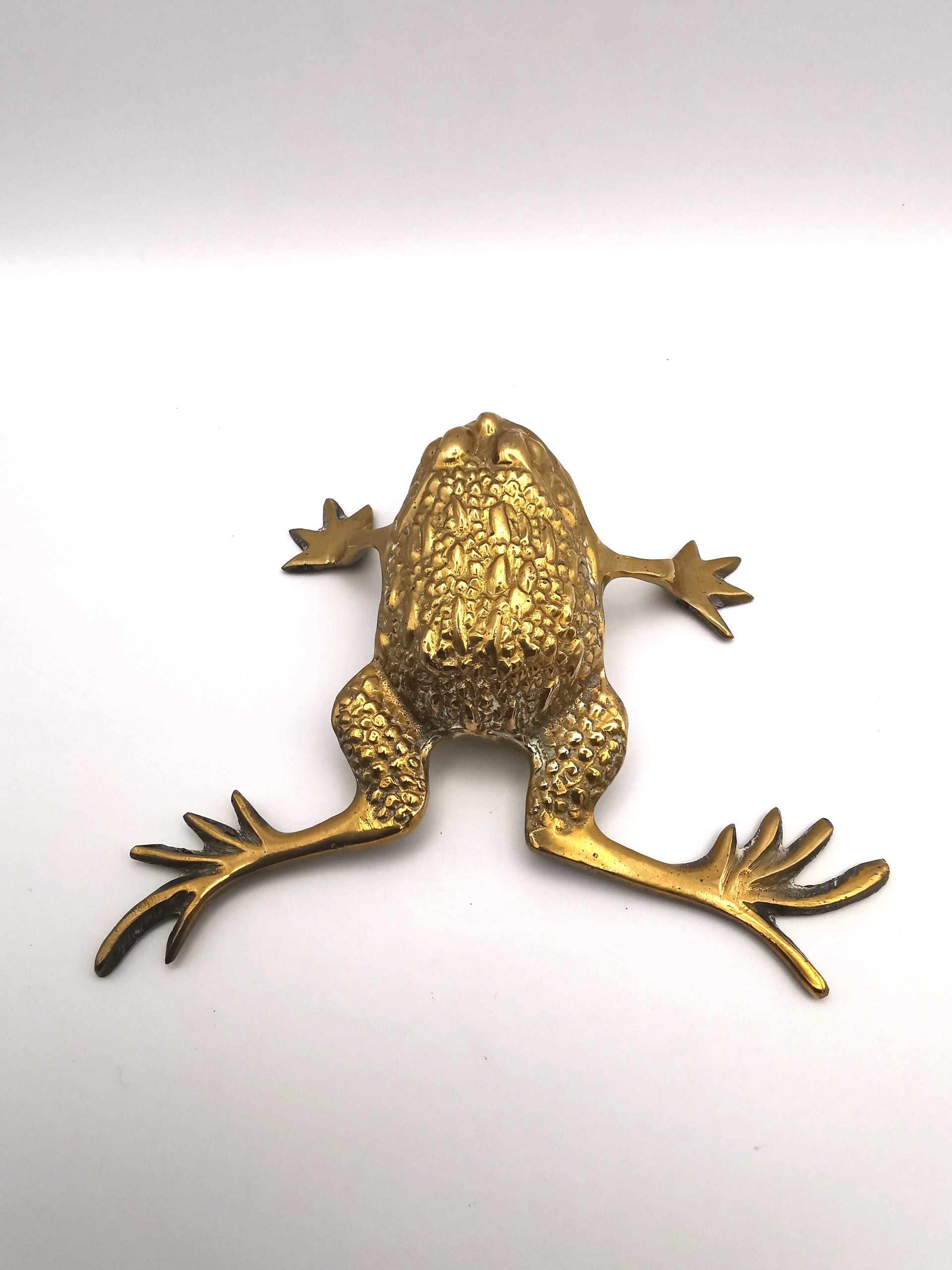 Vintage Brass Toad Figurine with Open Mouth | Mid-Century Modern Animal Decor