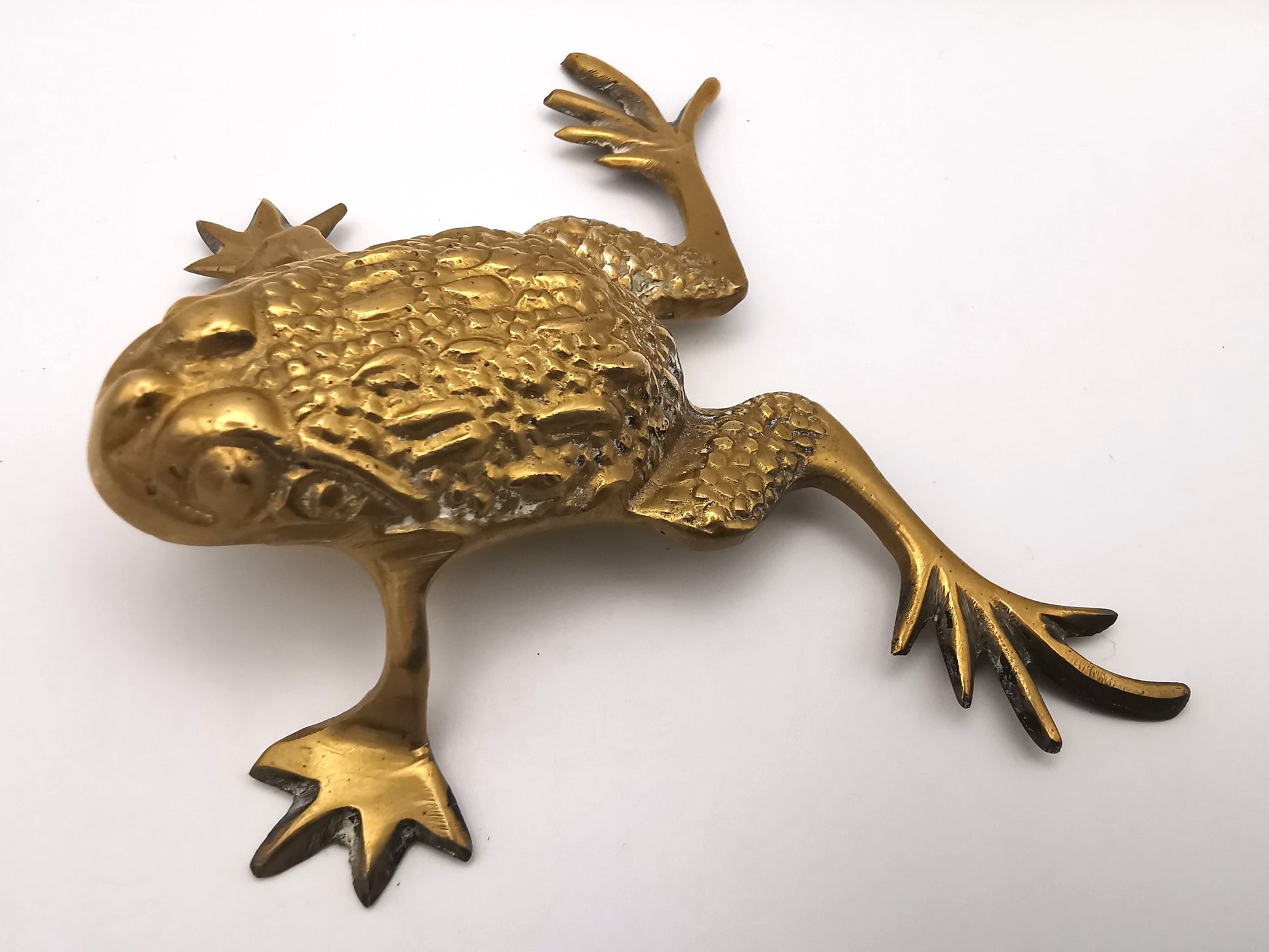 Vintage Brass Toad Figurine with Open Mouth | Mid-Century Modern Animal Decor