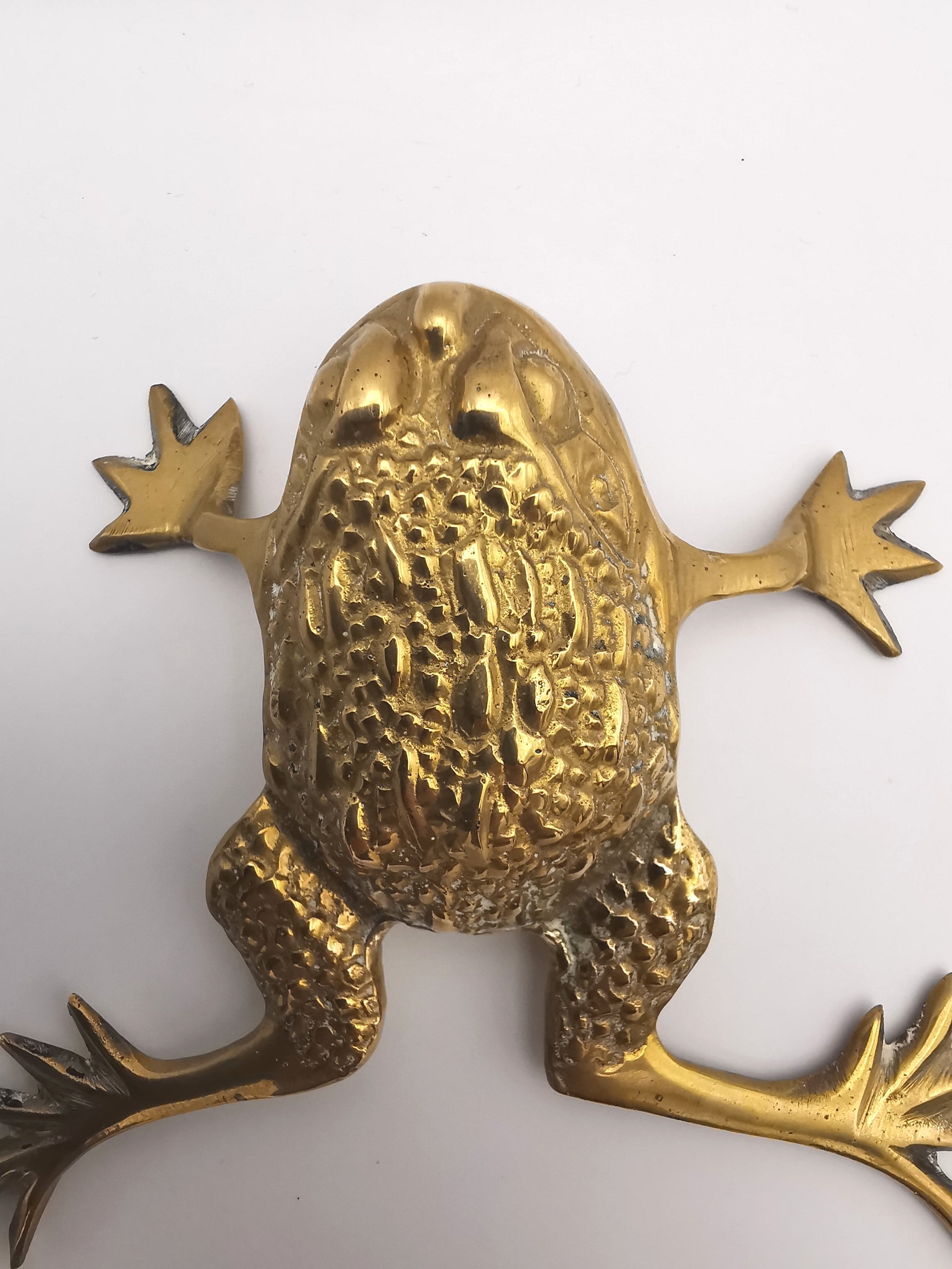 Vintage Brass Toad Figurine with Open Mouth | Mid-Century Modern Animal Decor