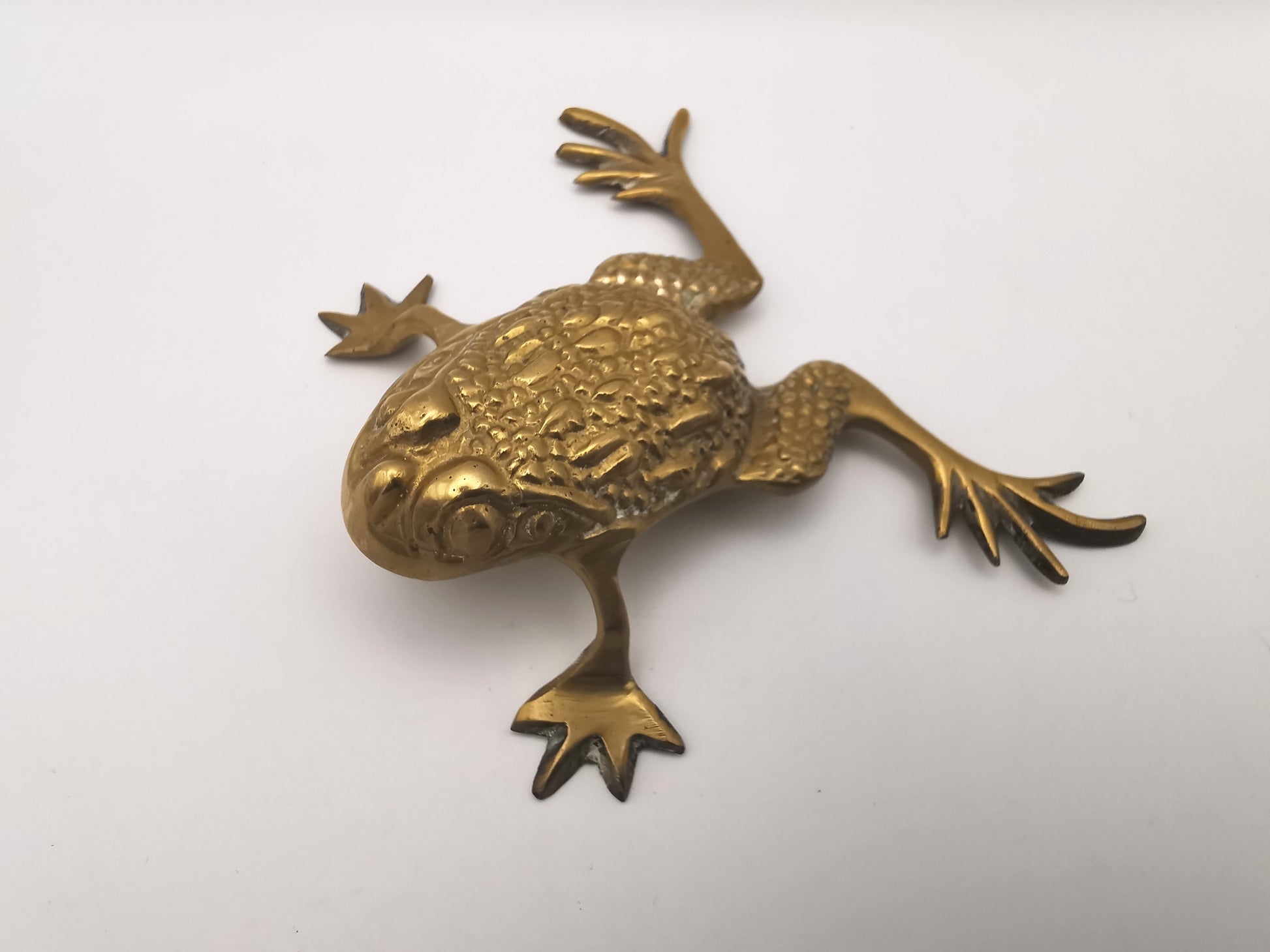 Vintage Brass Toad Figurine with Open Mouth | Mid-Century Modern Animal Decor