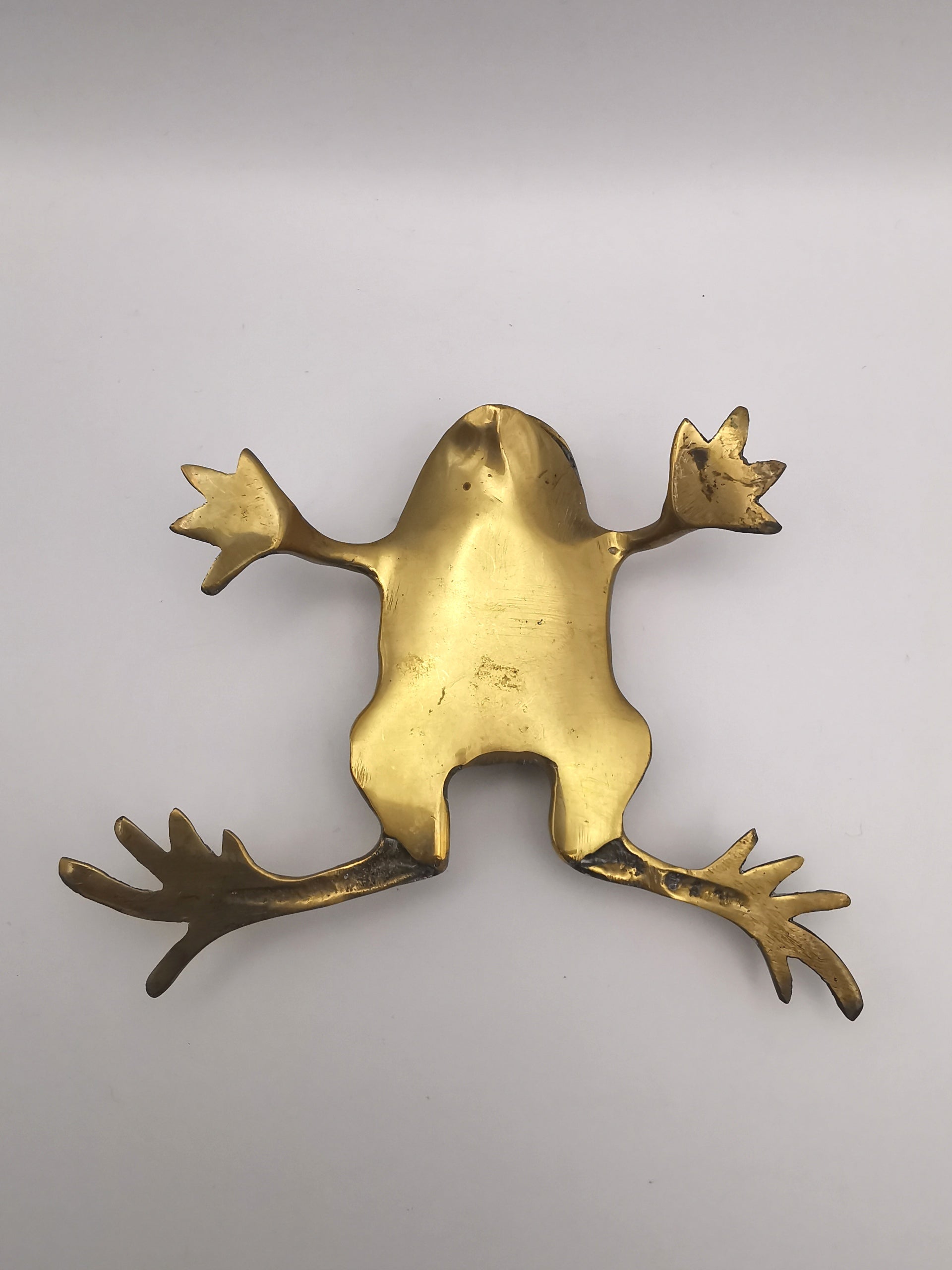 Vintage Brass Toad Figurine with Open Mouth | Mid-Century Modern Animal Decor