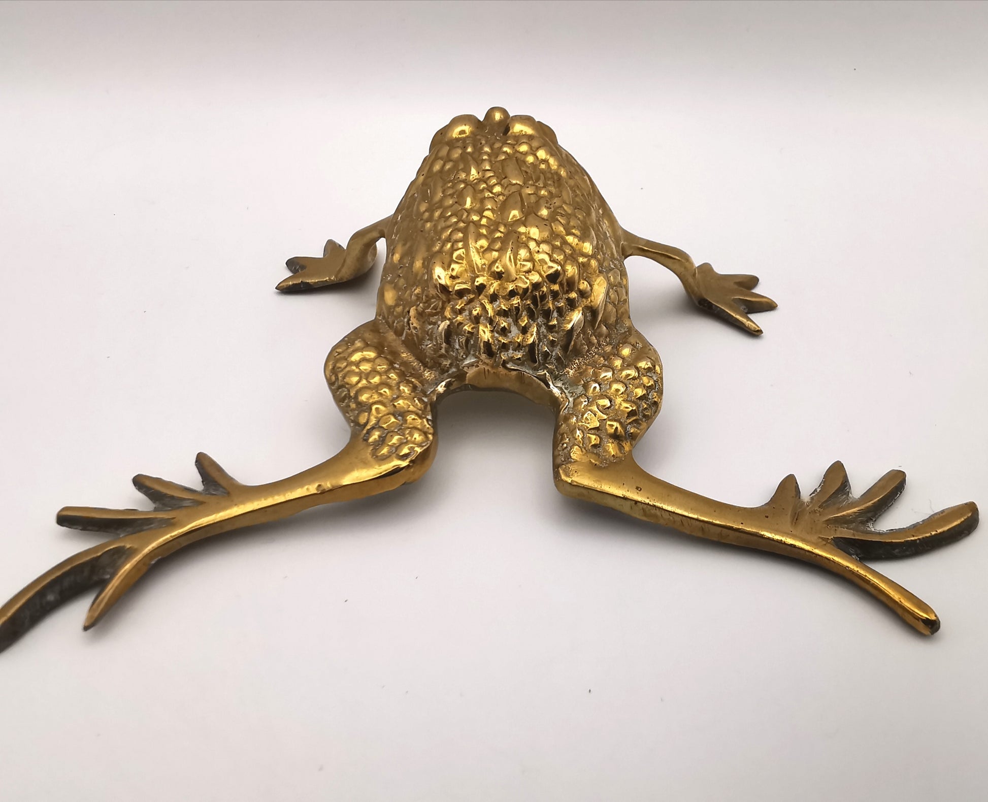 Vintage Brass Toad Figurine with Open Mouth | Mid-Century Modern Animal Decor