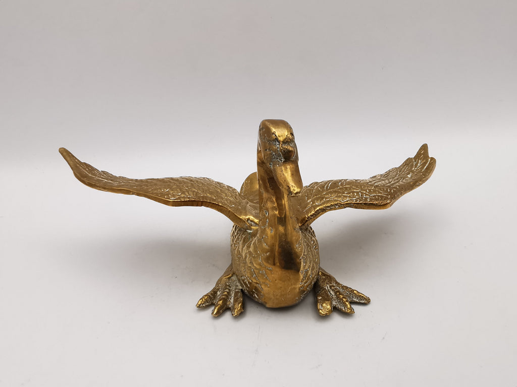 Pair of Vintage Brass Flying /Spread Wings Birds Ornaments,  Geese Swans Figurines