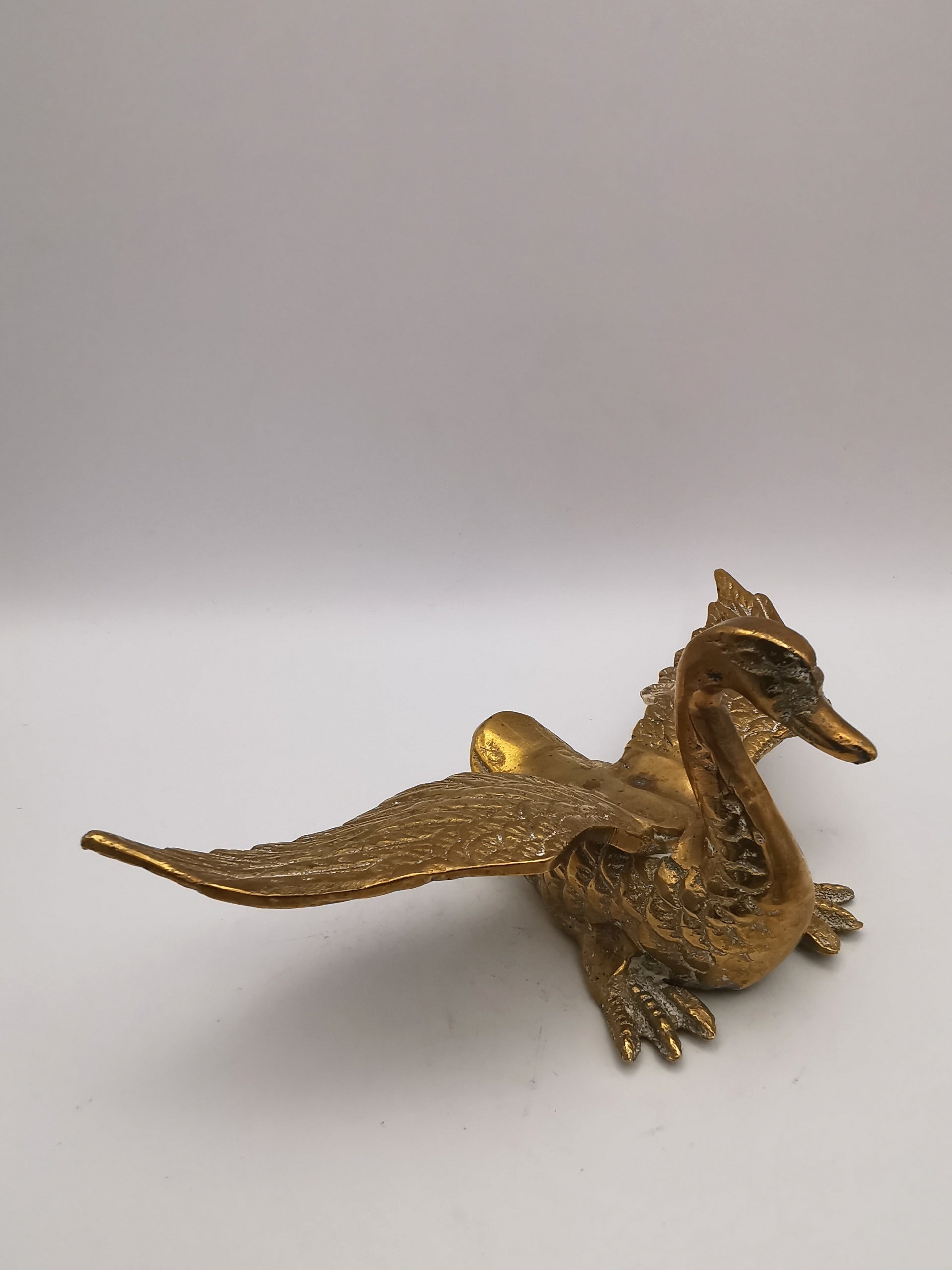 Pair of Vintage Brass Flying /Spread Wings Birds Ornaments,  Geese Swans Figurines