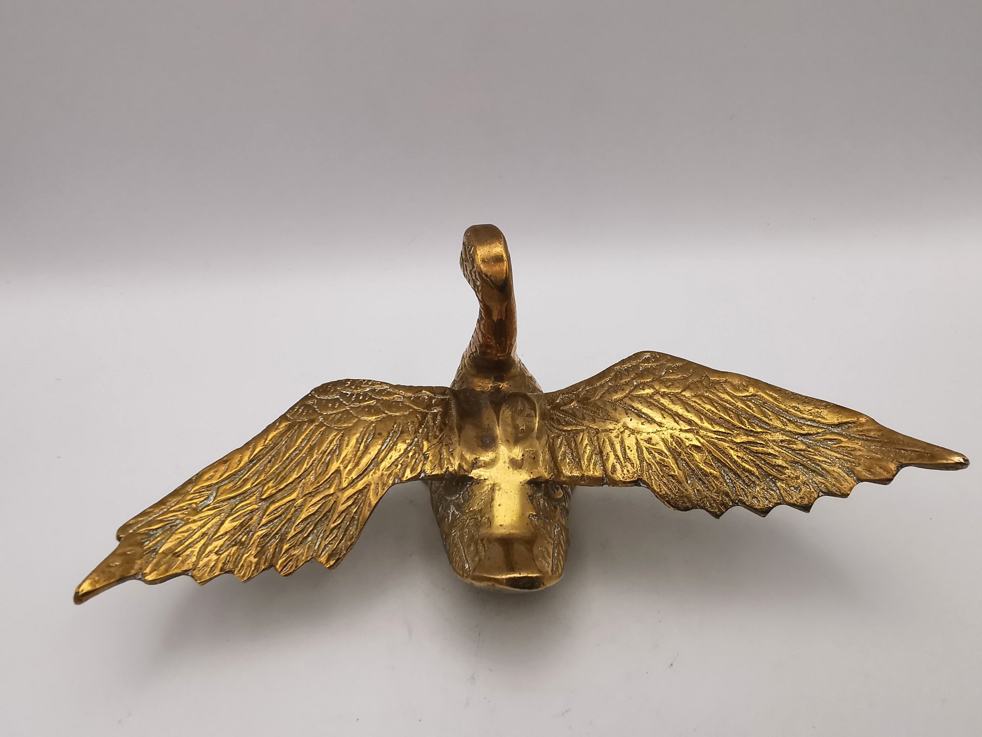 Pair of Vintage Brass Flying /Spread Wings Birds Ornaments,  Geese Swans Figurines