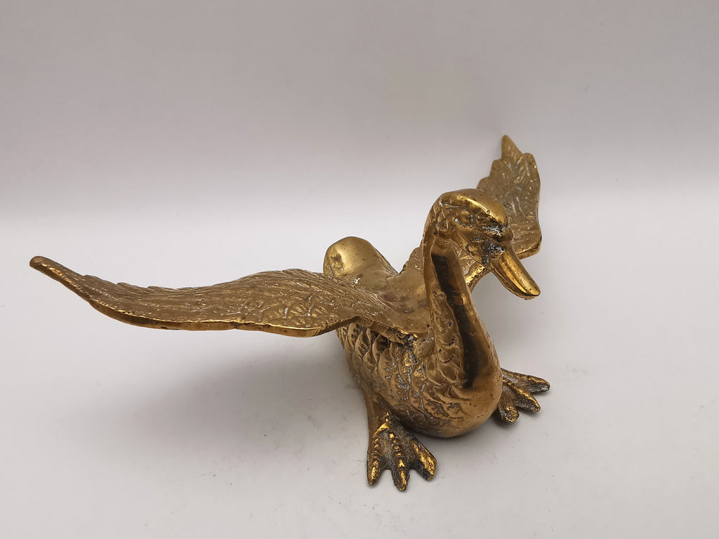 Pair of Vintage Brass Flying /Spread Wings Birds Ornaments,  Geese Swans Figurines