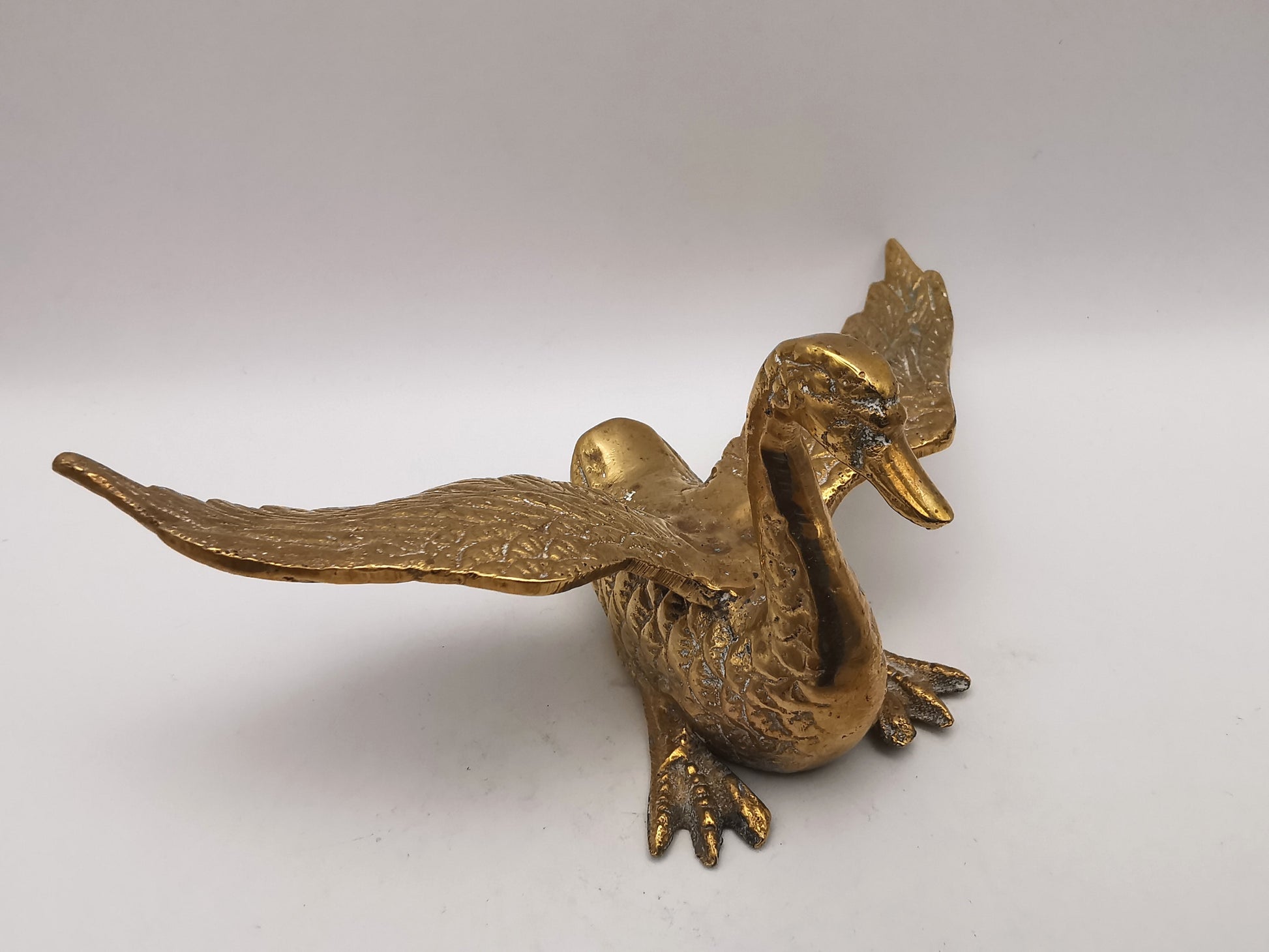 Pair of Vintage Brass Flying /Spread Wings Birds Ornaments,  Geese Swans Figurines